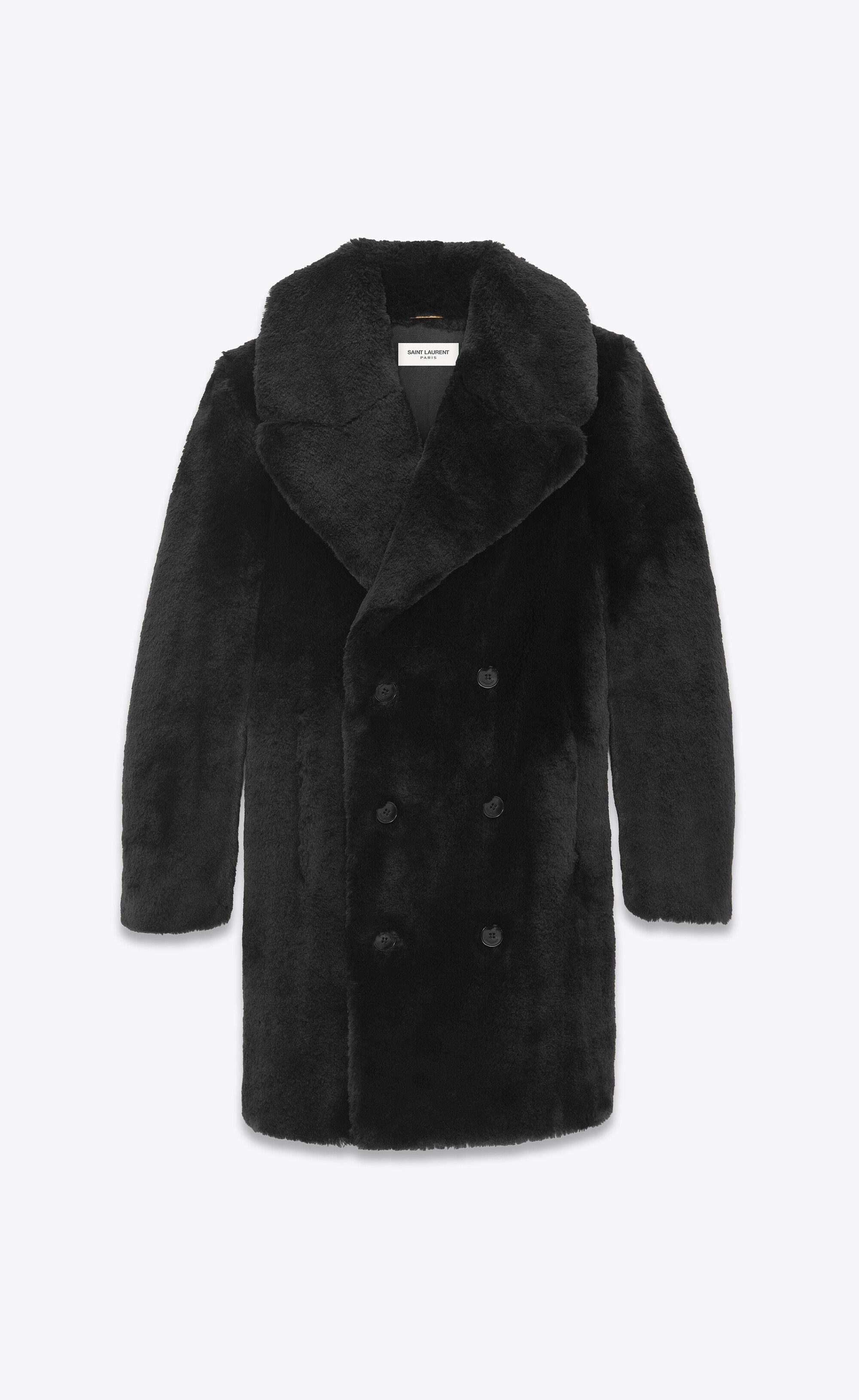 Saint Laurent Paris $13K VALUE Double Breasted Peacoat in animal-free fur Size S / US 4 / IT 40 - 1 Thumbnail