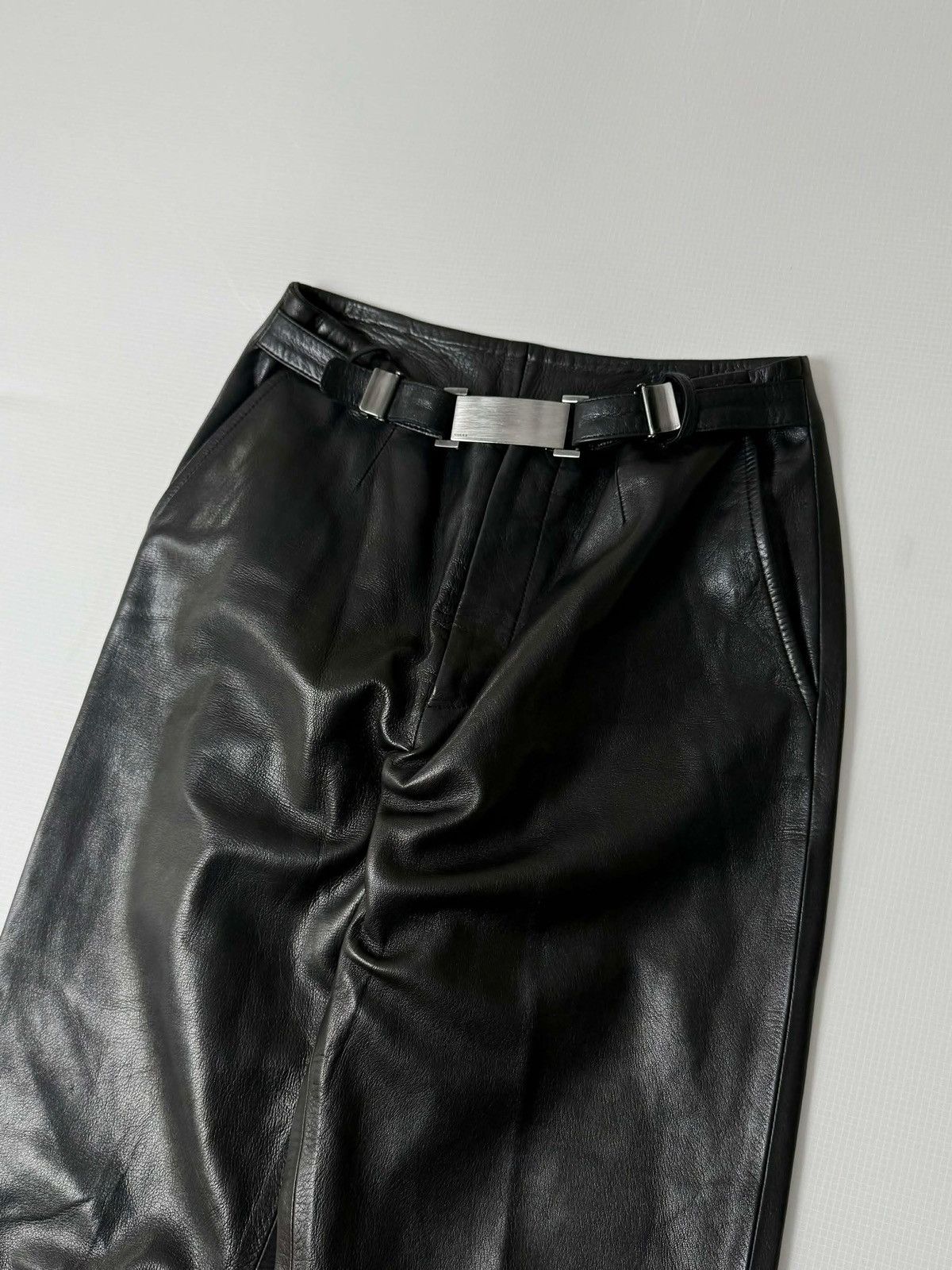 Gucci Gucci by Tom Ford 1997 Belted Leather Wide Pants Size 26" / US 2 / IT 38 - 7 Thumbnail