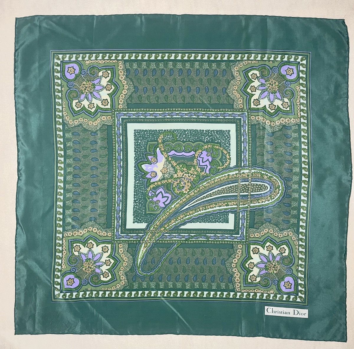 SikSilk × Vintage Christian Dior paisley floral green scarf Size ONE SIZE - 1 Thumbnail