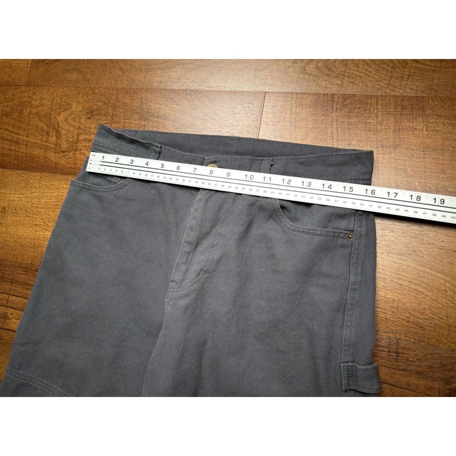 Vintage No Boundaries Pants Mens Gray Carpenter Jeans Double Knee Front Baggy Y2K 30X31 Regular 30 Inseam Wide-Leg Canvas Cotton Workwear Casual Mens Size US 30 / EU 46 - 7 Thumbnail