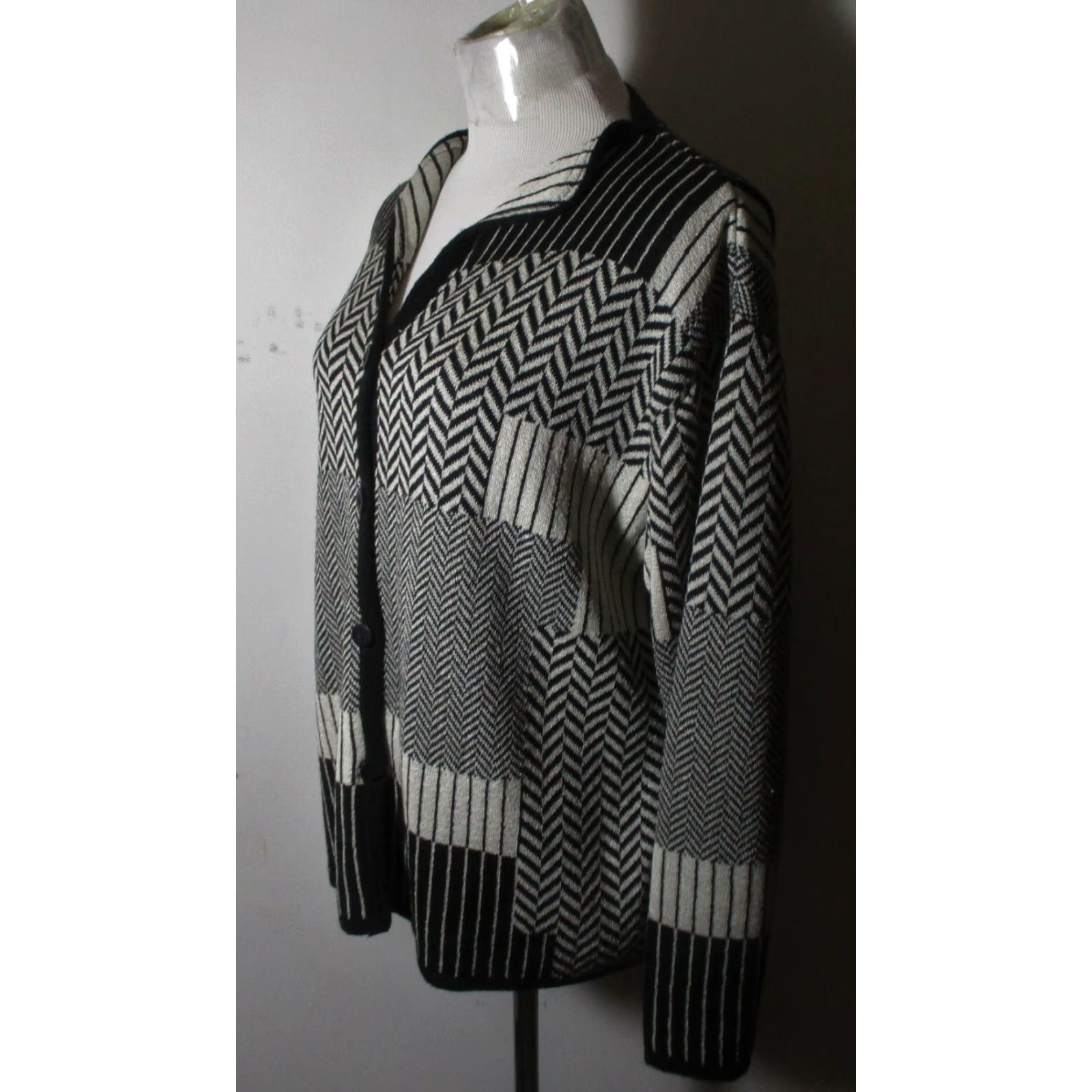 Vintage RONI Bis Cardigan Gray Black Sweater Size S/M Size S / US 4 / IT 40 - 4 Thumbnail