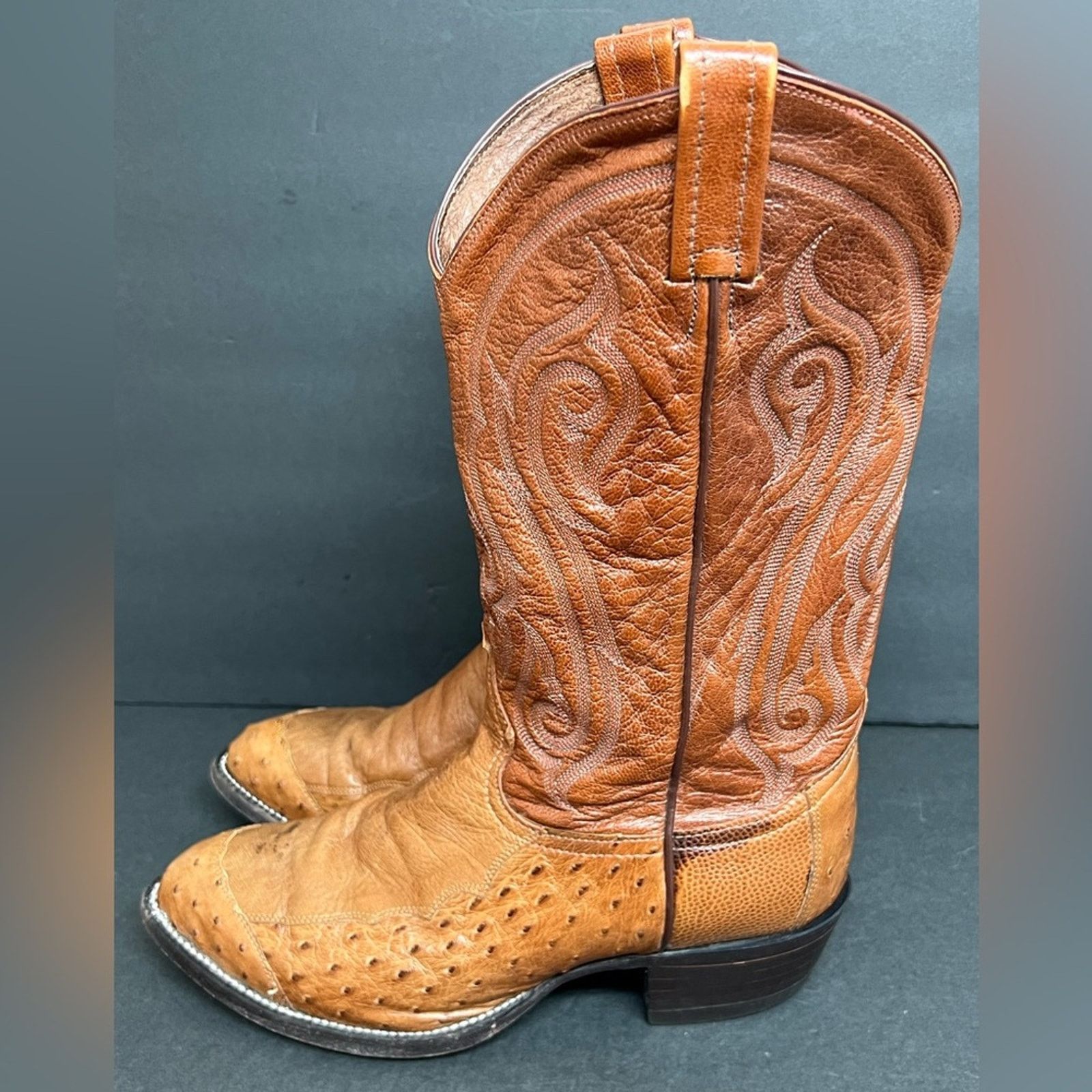 Tony Lama Tony Lama Peanut Brittle 4-Piece Ostrich Mens Boots SZ 9 EE Size US 9 / EU 42 - 1 Thumbnail