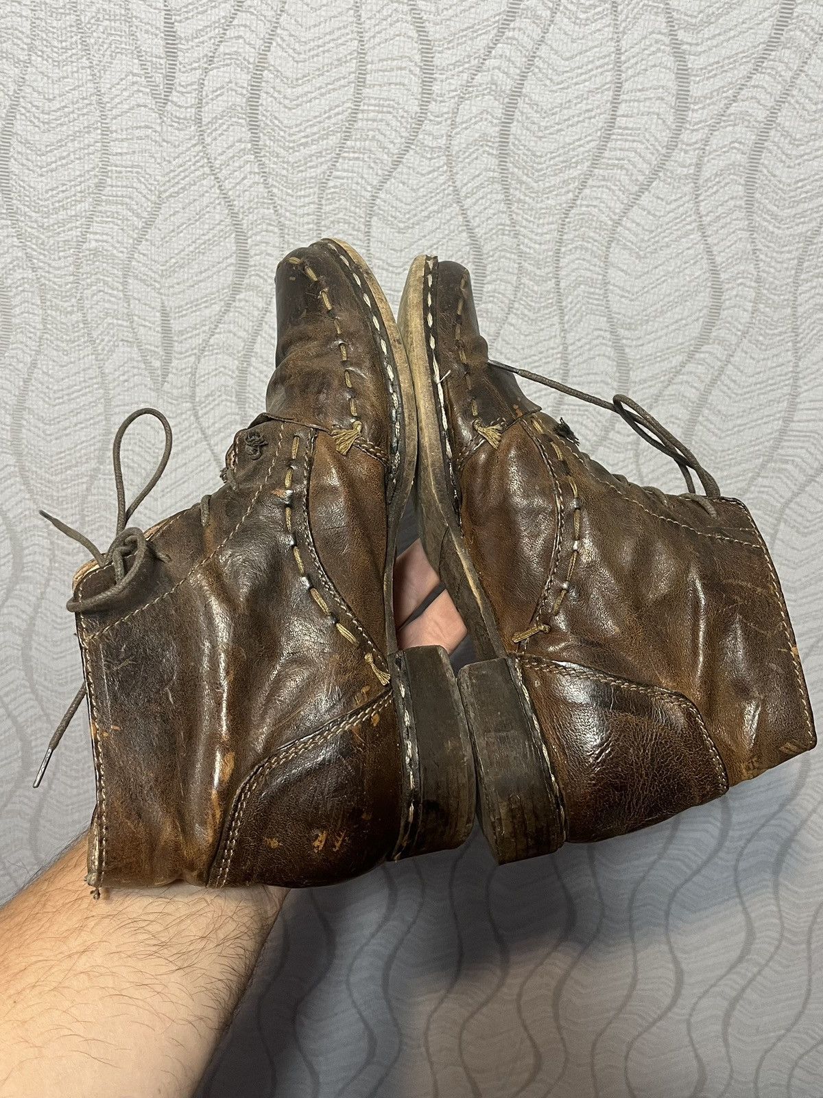 Elia Maurizi Clocharme Avant Garde Leather Distressed Guidi Style Boots Size US 7 / IT 37 - 9 Thumbnail