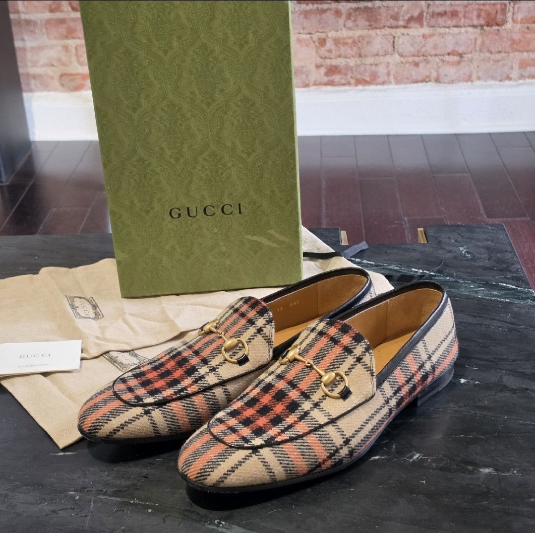 Gucci Jordaan Horse-bit Wool Plaid Loafers Size US 12 / EU 45 - 11 Thumbnail