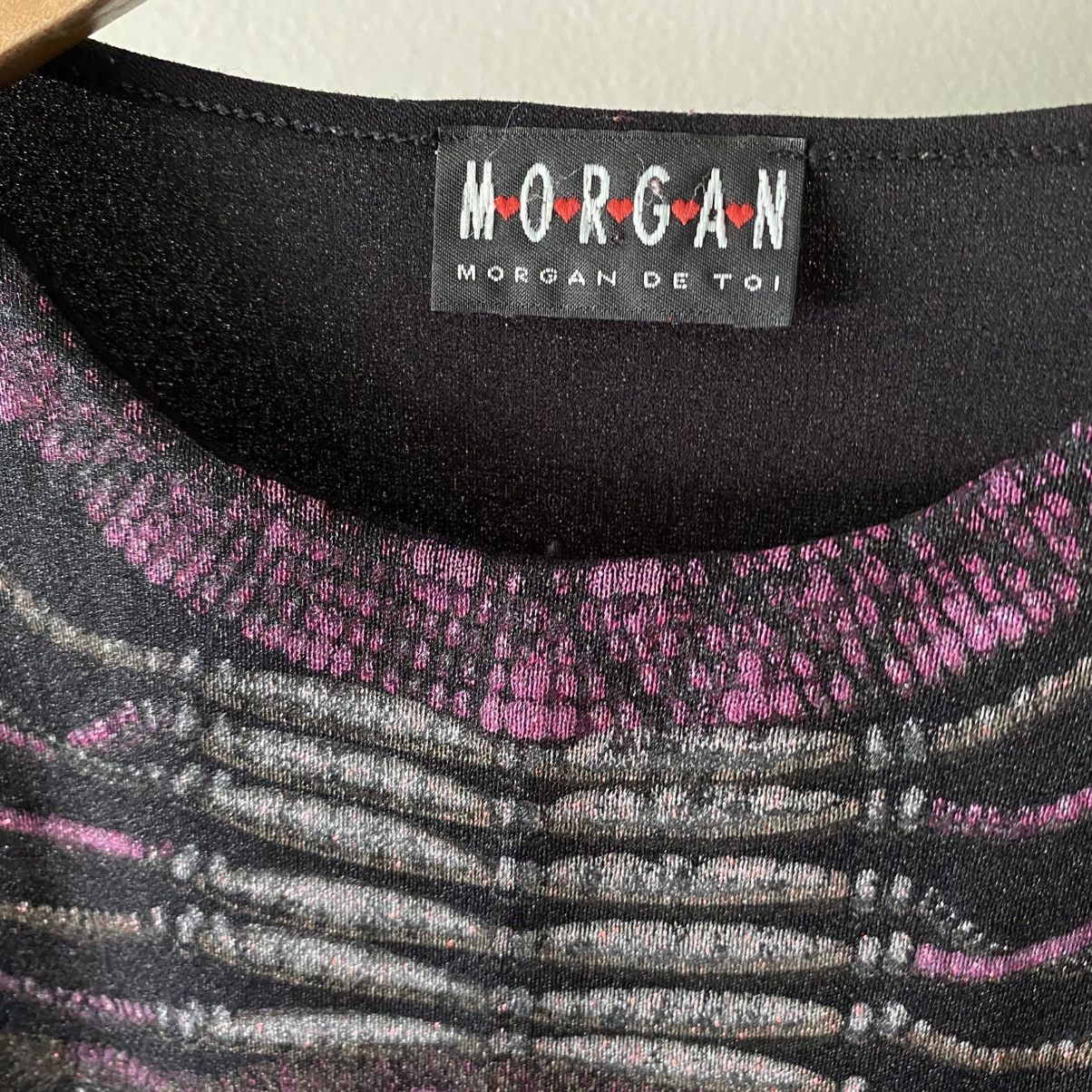 Morgan Homme MORGAN Y2K Black Sheer Top with Purple Graphic Print Size S / US 4 / IT 40 - 8 Thumbnail