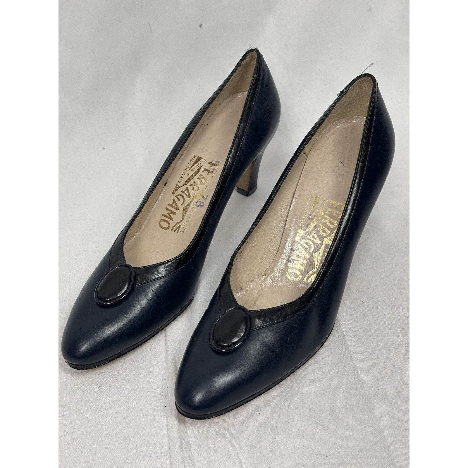 Salvatore Ferragamo Salvatore Ferragamo Navy Women’s 6.5 AAA Leather Buckle Heel Size US 6.5 / IT 36.5 - 2 Thumbnail