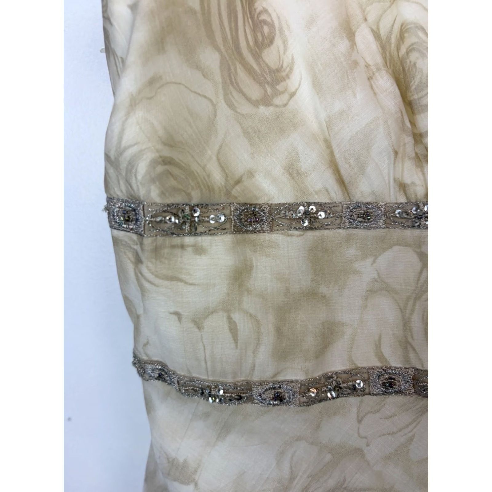 Talbots VINTAGE Talbots Floral Midi Dress Womens 12 Ivory Zip Round Neck Short Sleeve Side Slit Sheath 80s 90s Classic Size XL / US 12-14 / IT 48-50 - 6 Thumbnail