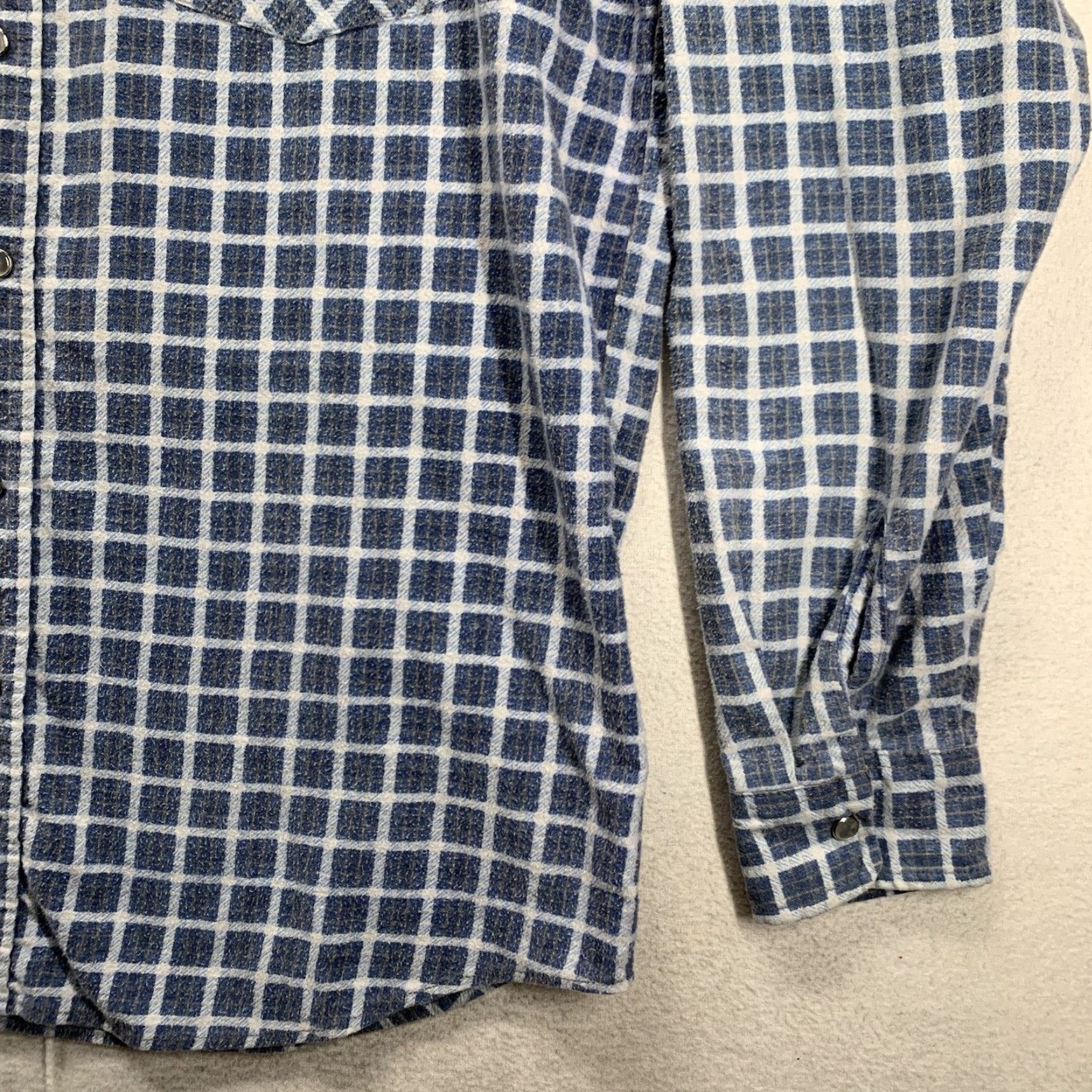 Haband VINTAGE 90s Pearl Snap Plaid Flannel Shirt Men Medium Blue Grunge Western Cotton Blend Size US M / EU 48-50 / 2 - 4 Thumbnail