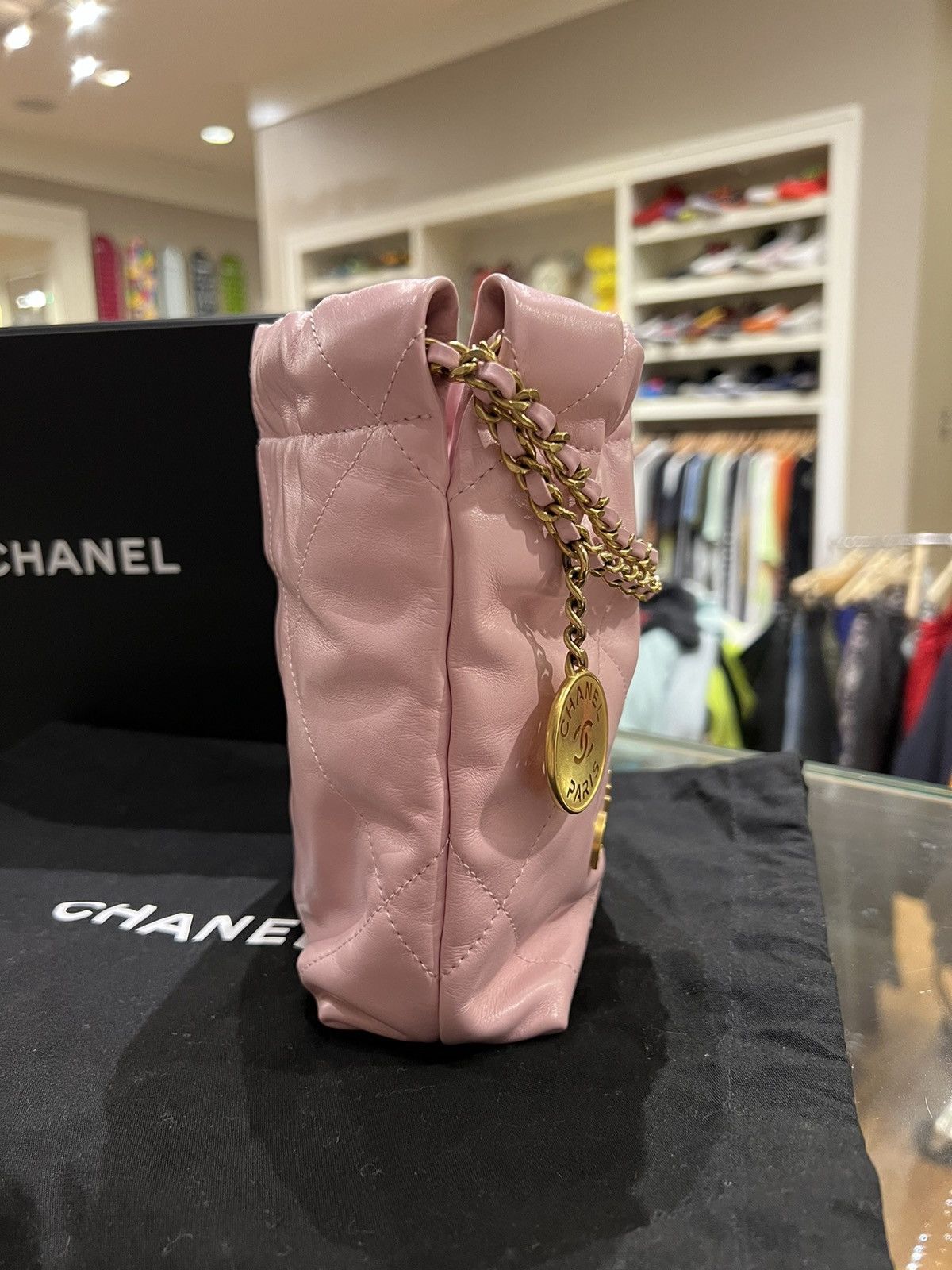 Chanel Chanel Mini Quilted 22 Hobo Bag Pink Size ONE SIZE - 6 Thumbnail
