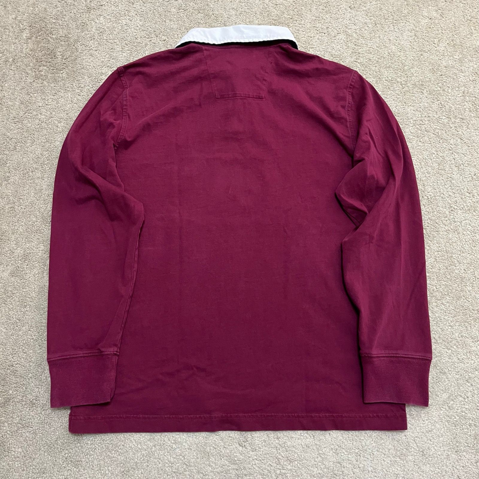 Nautica Nautica Slim Fit Burgundy/Navy Blue Long Sleeve Rugby Polo L Size US L / EU 52-54 / 3 - 3 Thumbnail
