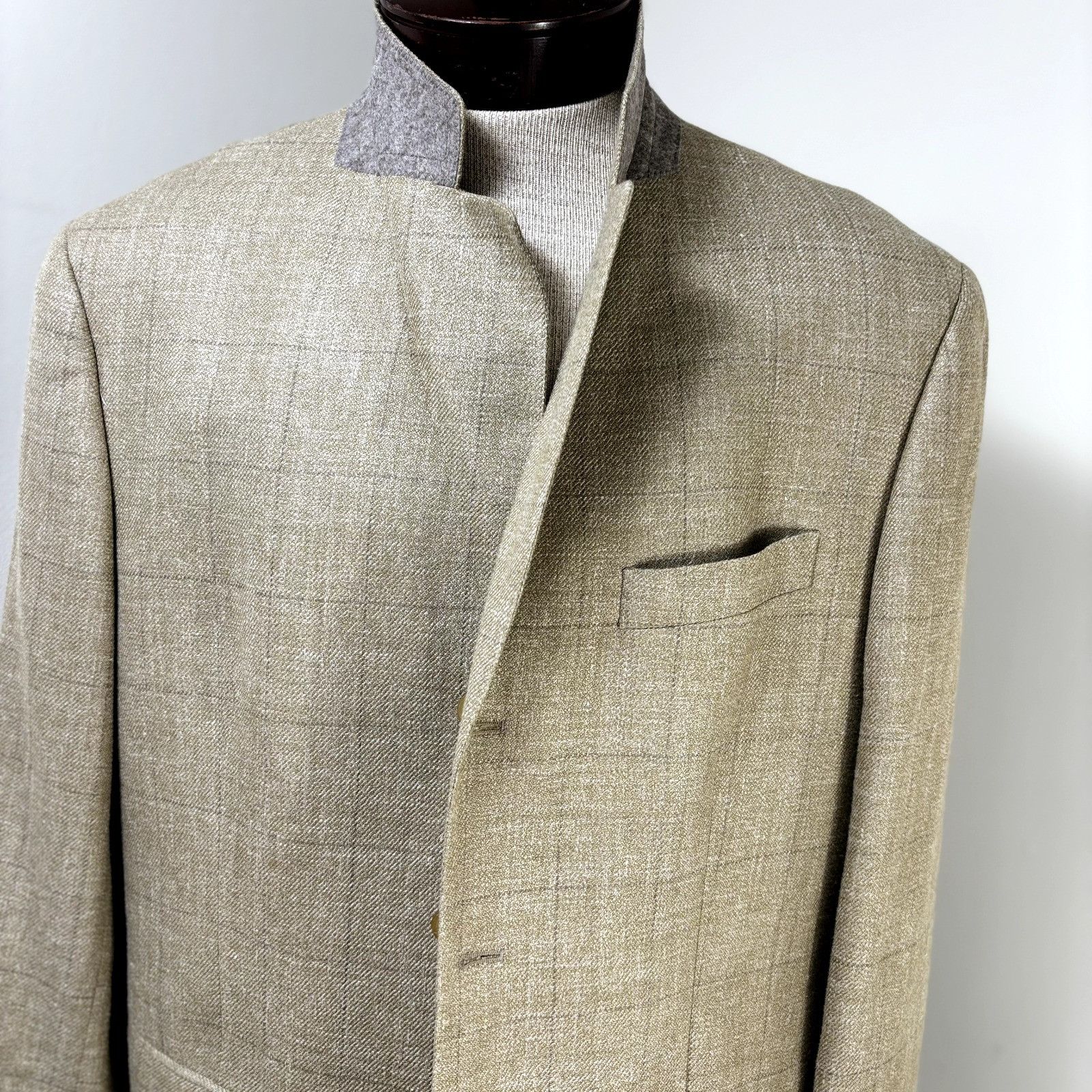 Carolina Herrera Carolina Herrera Sport Coat Blazer Jacket Tan Windowpane Sof Size 46R - 9 Thumbnail