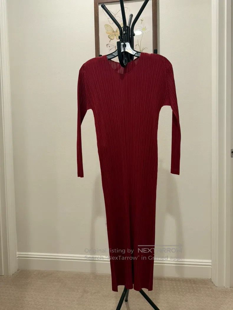 Issey Miyake Issey Miyake Burgundy Dress Size L / US 10 / IT 46 - 2 Thumbnail