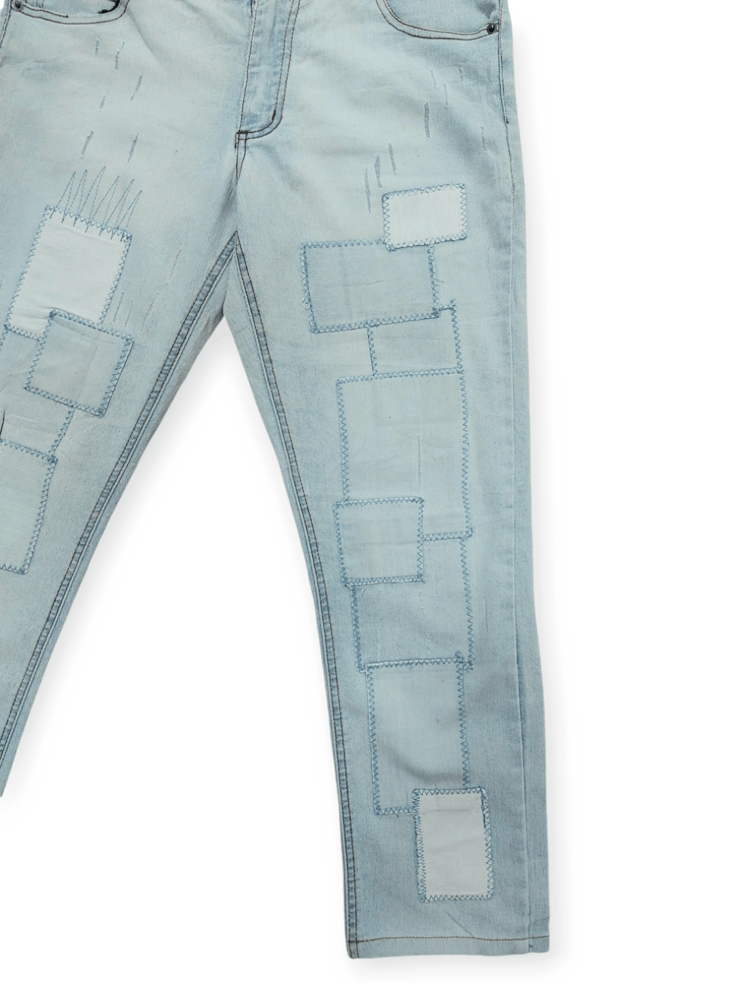 Cheap Monday Tartan Stitch Patchwork Thin Jeans