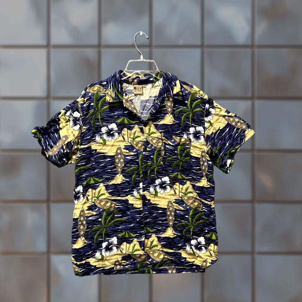 Vintage In Gear Button Up Shirt Men's Size Large L Ocean Blue Waves Surf Board T-Shirt Size US L / EU 52-54 / 3 - 1 Thumbnail
