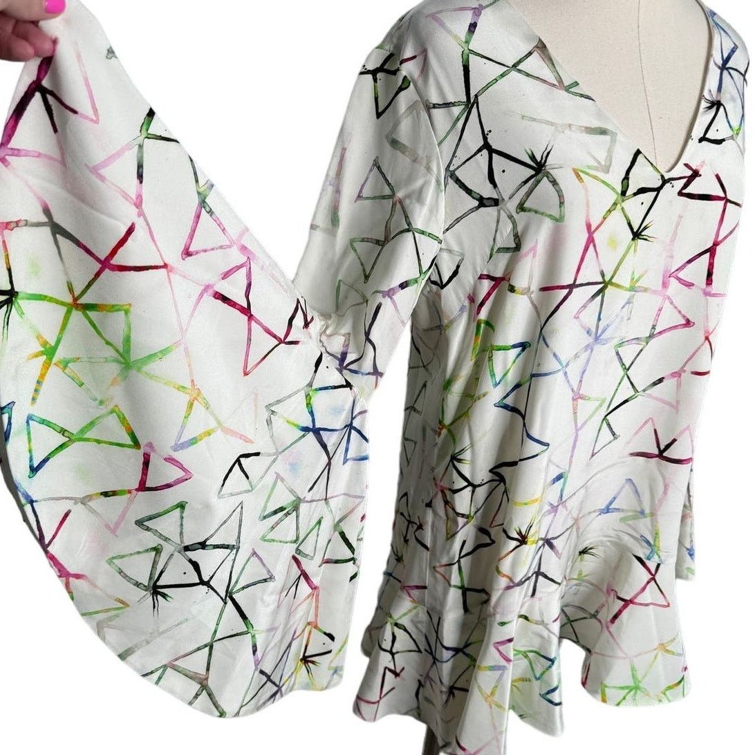 ALEXIS Alexis Giovanna Bell Sleeve 100% silk Mini Dress size L 8-10 Size L / US 10 / IT 46 - 2 Thumbnail