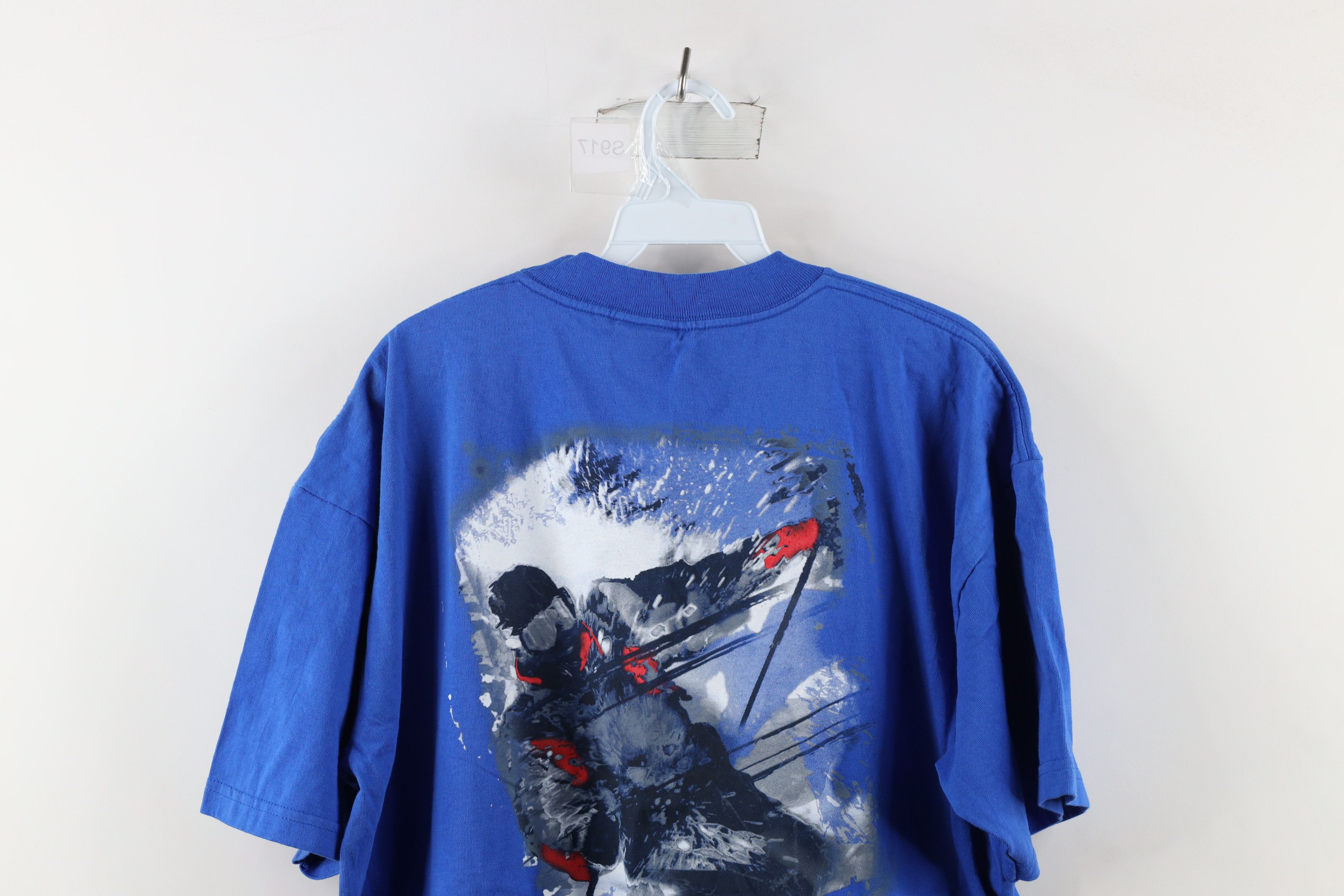 Marlboro Vintage 90s Marlboro Skiing Pocket T-Shirt Blue Cotton USA Size US XL / EU 56 / 4 - 11 Thumbnail