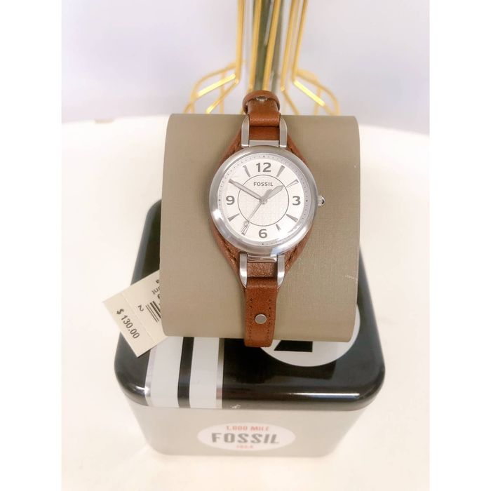 Fossil Fossil ES5214 Carlie Three-Hand Brown Leather Watch | Grailed