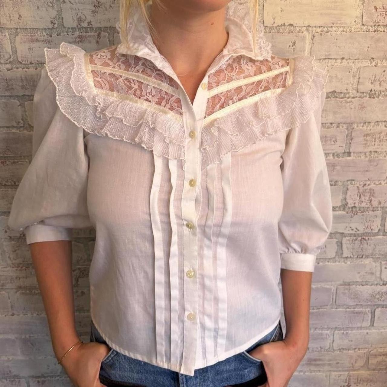 Other Vintage 1980s Gunne Sax Lace Blouse Size XS / US 0-2 / IT 36-38 - 5 Thumbnail