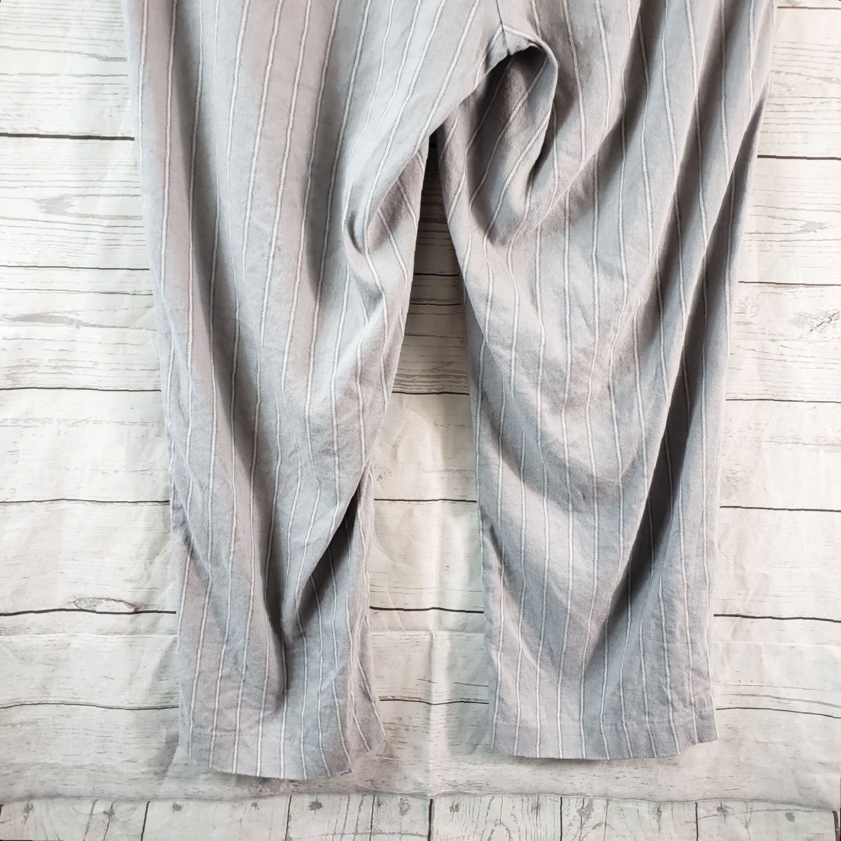 J. Jill J Jill Womens Linen Stretch Cropped Pants Sz 6 Gray Striped Mid Rise Size 28" / US 6 / IT 42 - 5 Thumbnail