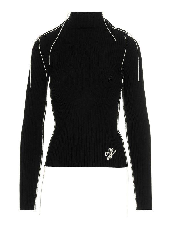 Off-White o1y1225 Logo Turtleneck Sweater in Black/White Size XS / US 0-2 / IT 36-38 - 1 Thumbnail