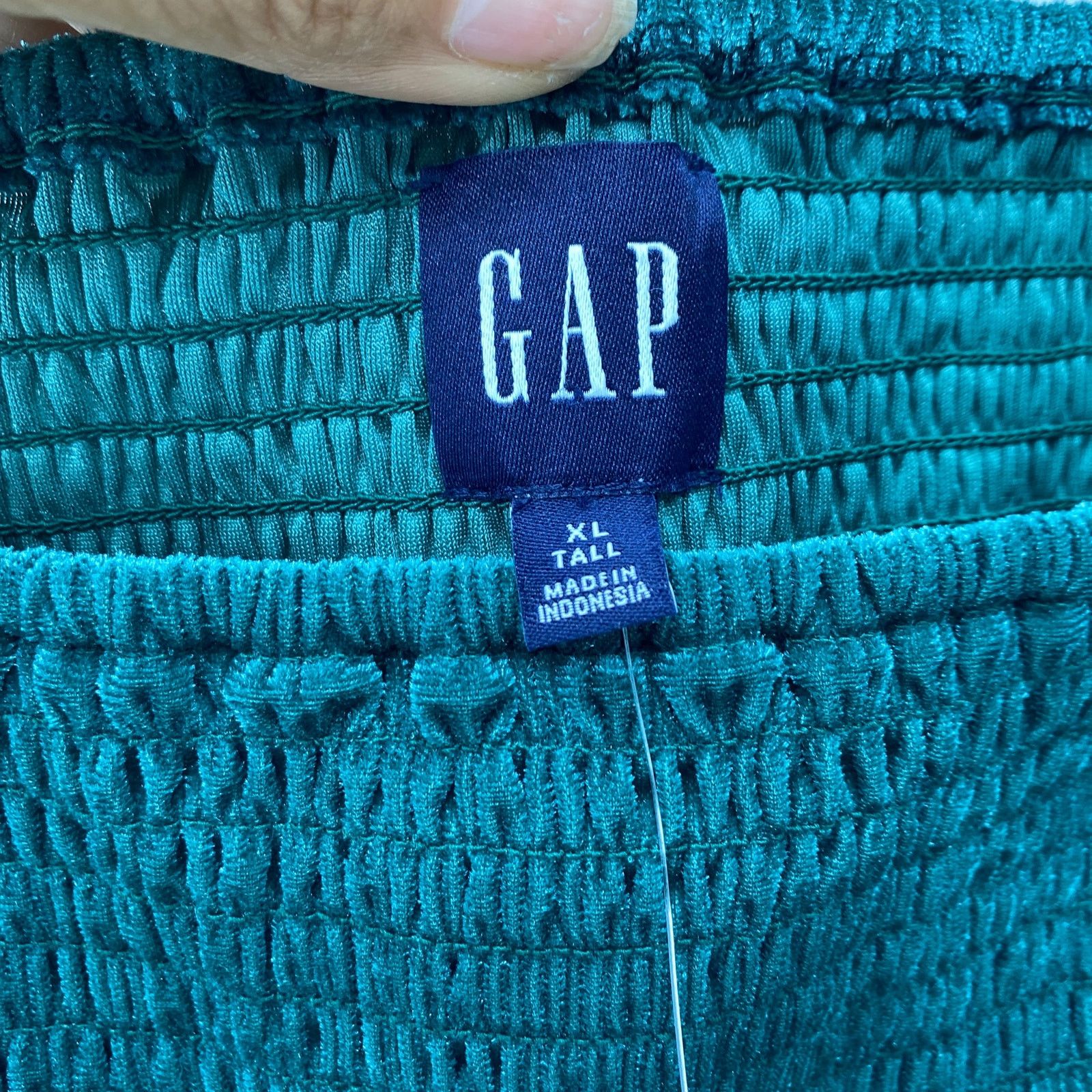 Gap GAP Long Sleeve Velvet Smocked Peplum Top Green sz XLT Size XL / US 12-14 / IT 48-50 - 3 Thumbnail