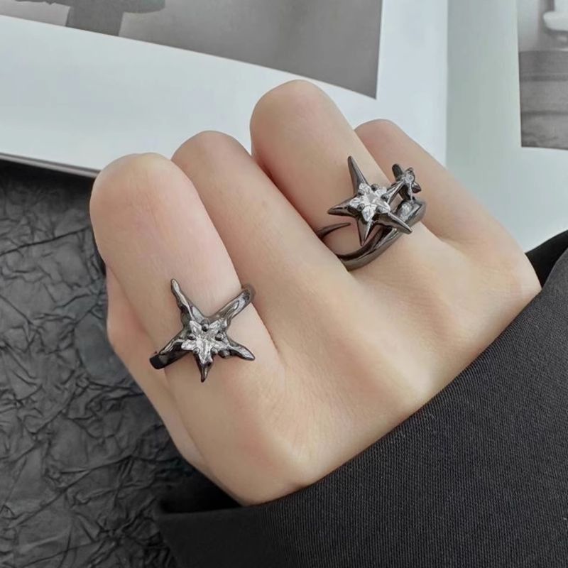 Jewelry Star Hip-hop Jewelry Rings Open Size Chrome Ring (Size 7-13) Size ONE SIZE - 4 Thumbnail