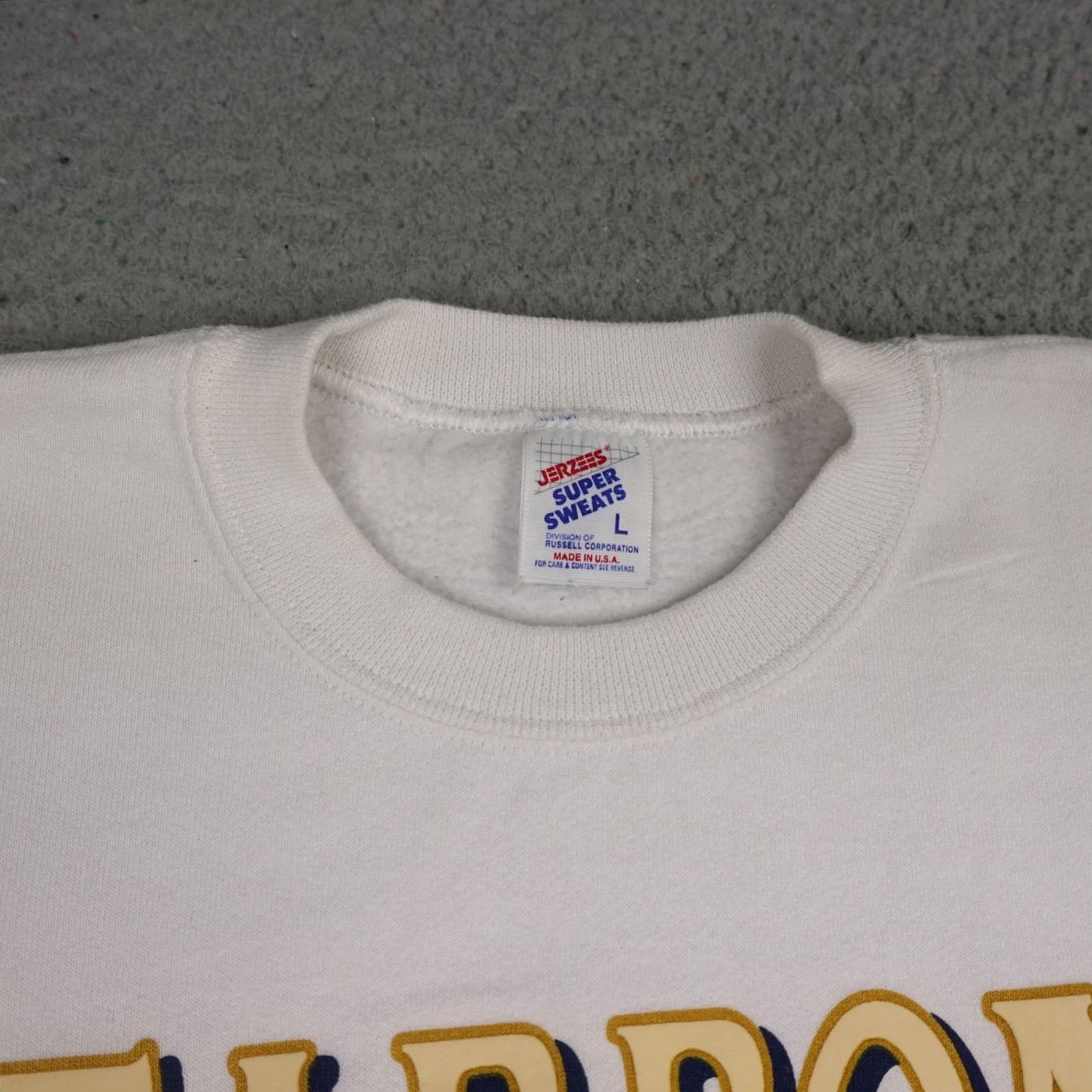 Jerzees VINTAGE Jerzees Sweatshirt Mens Large Florida Nautical 90s White Cotton Polyester fleece Graphic Print Logo Jumper Pullover Mens Size US L / EU 52-54 / 3 - 5 Thumbnail