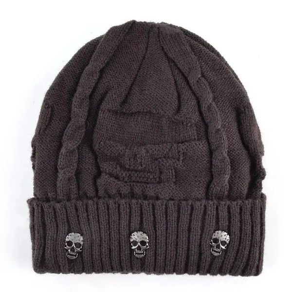 Japanese Brand Rumiko x Maiko Brown Color Knitted Skull Bennie Hat Size ONE SIZE - 1 Thumbnail