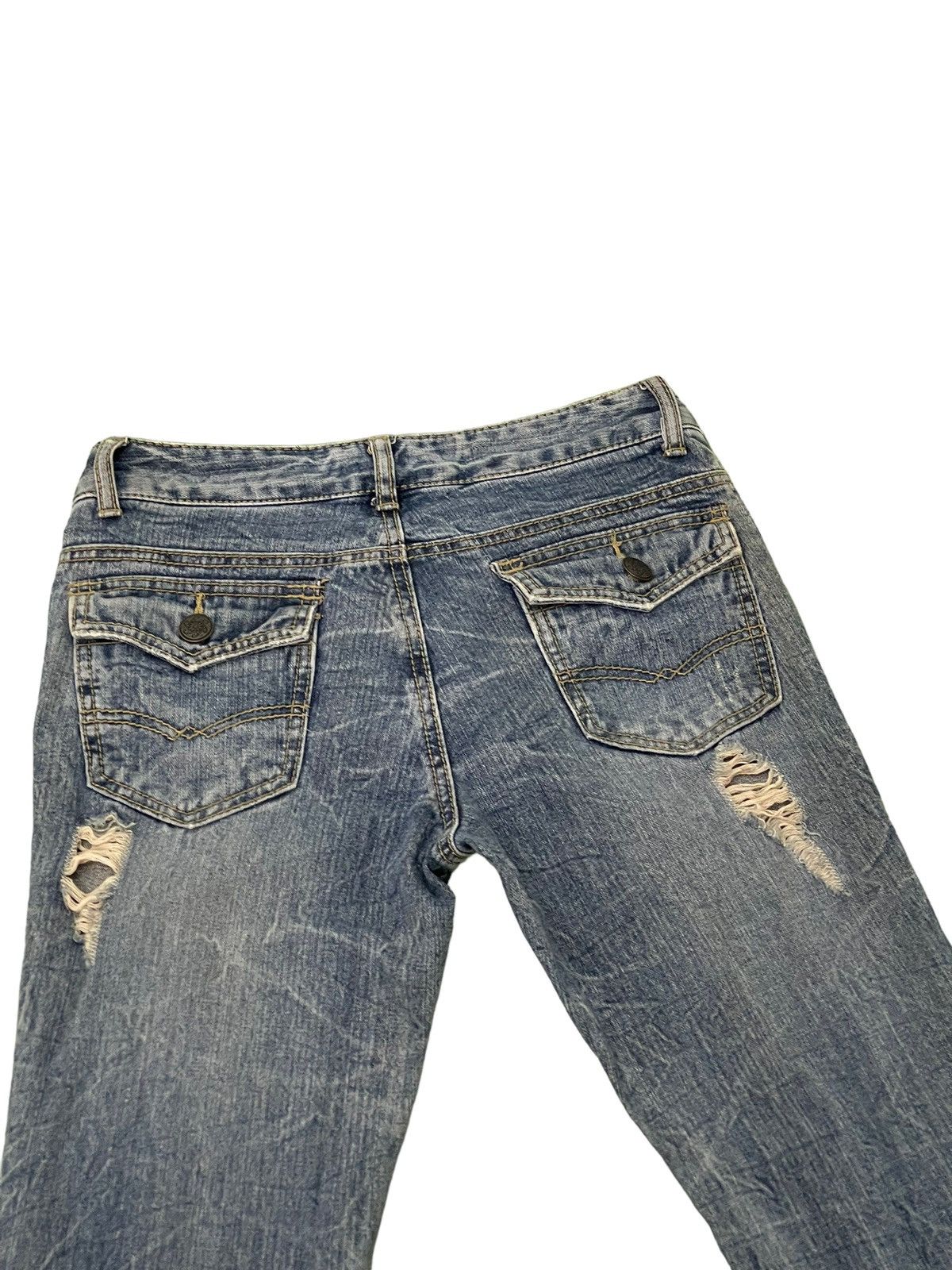 Japanese Brand Flare Jeans Colza Distress Low Rise Boot Cut 7🟦4 Size US 29 - 18 Thumbnail