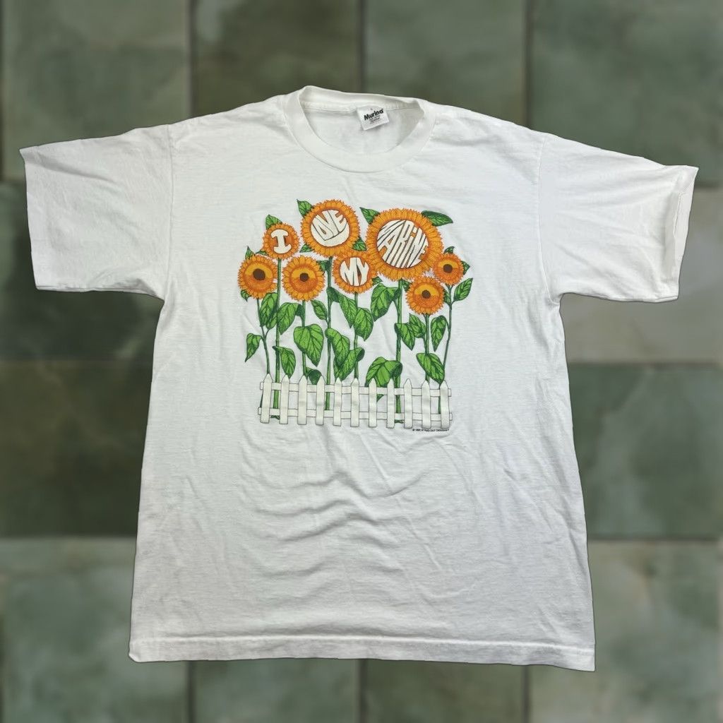 Vintage VINTAGE Murina Maine Sunflower T-Shirt Adult Large White Nature 90s Mens Size US L / EU 52-54 / 3 - 1 Thumbnail