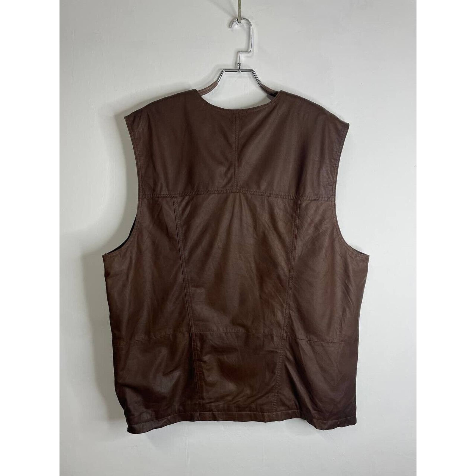 Vintage Vintage Brown Leather Vest XXL Button-Up with Front Pockets Size US XXL / EU 58 / 5 - 4 Thumbnail