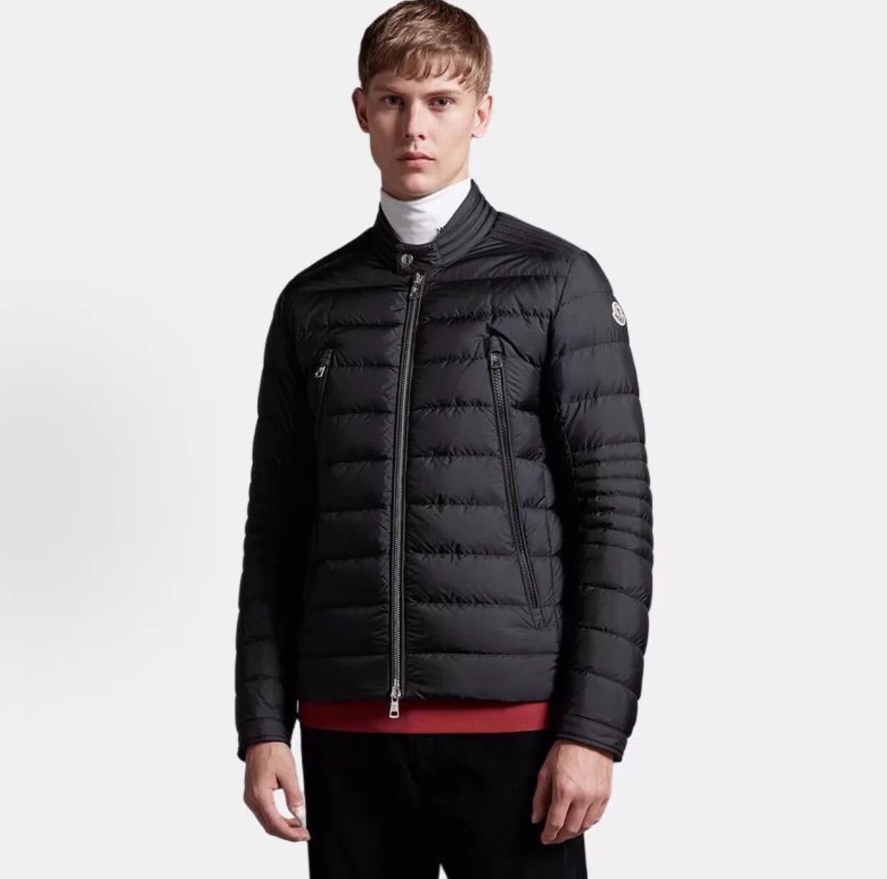 Moncler Moncler Amiot Biker Down Jacket Men Black Size 3 SideLogo Size US L / EU 52-54 / 3 - 2 Thumbnail