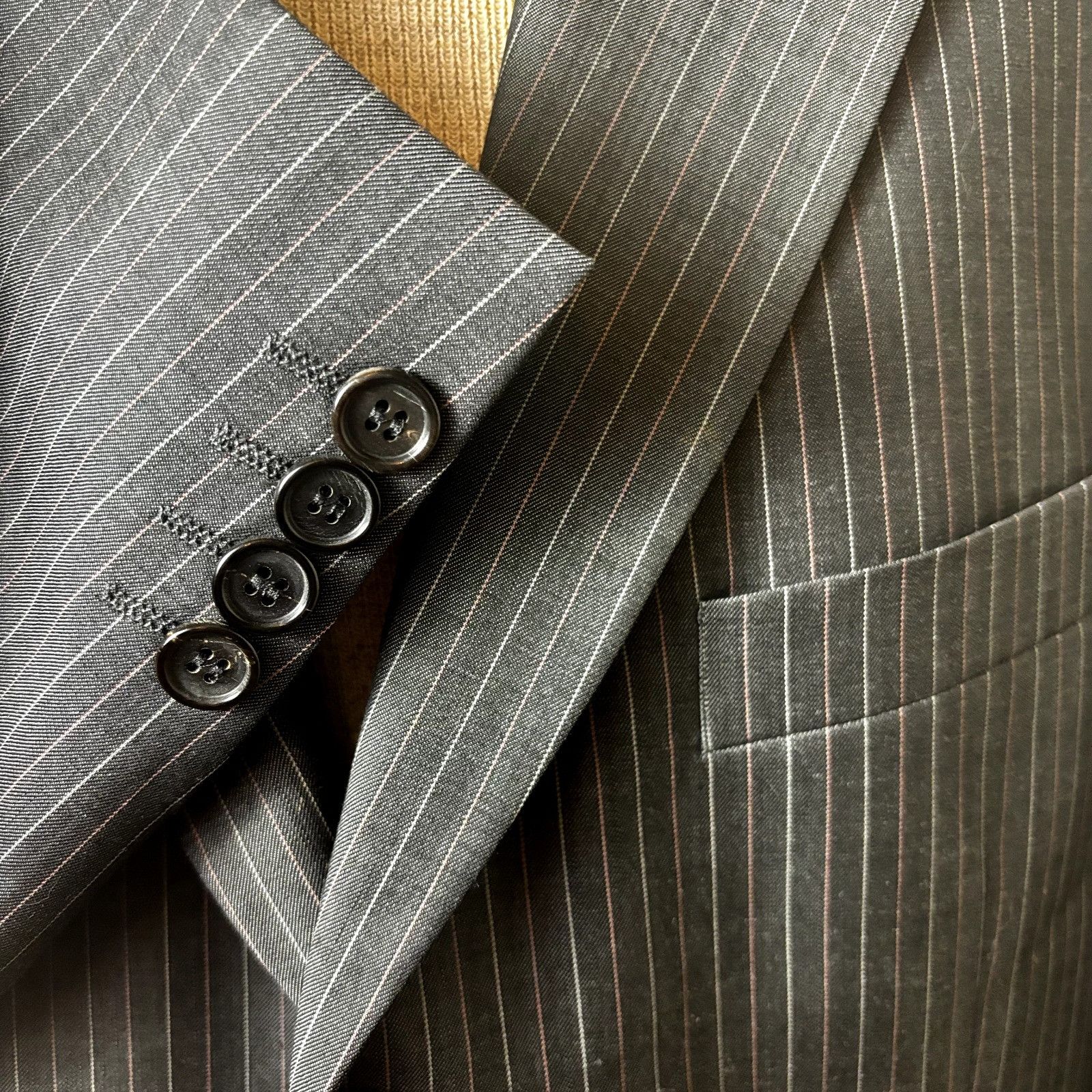 Hugo Boss Hugo Boss Mens Sport Coat Gray Striped Blazer Sz 40R Virgin Size 40R - 4 Thumbnail