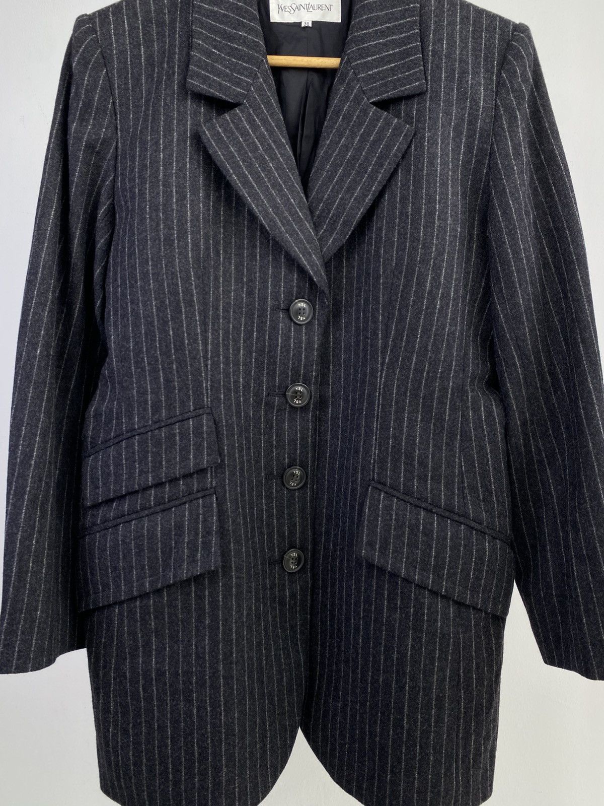 Yves Saint Laurent 2000’s YSL Stripped Wool Blazer Jacket Size US S / EU 44-46 / 1 - 5 Thumbnail