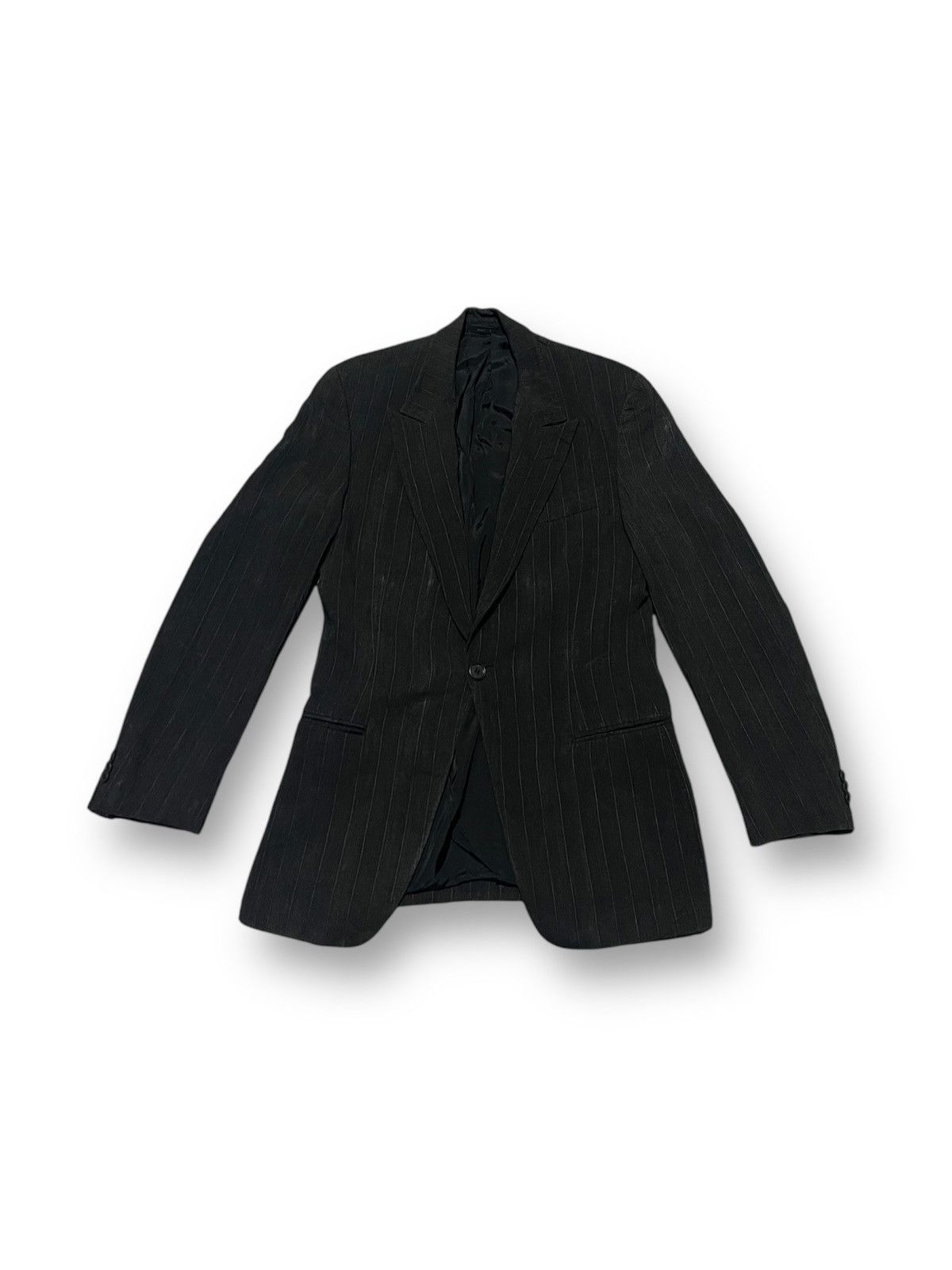 Emporio Armani Vintage Rare 1973 Emporio Armani Stripe Black Men Blazer Size 46S - 2 Thumbnail