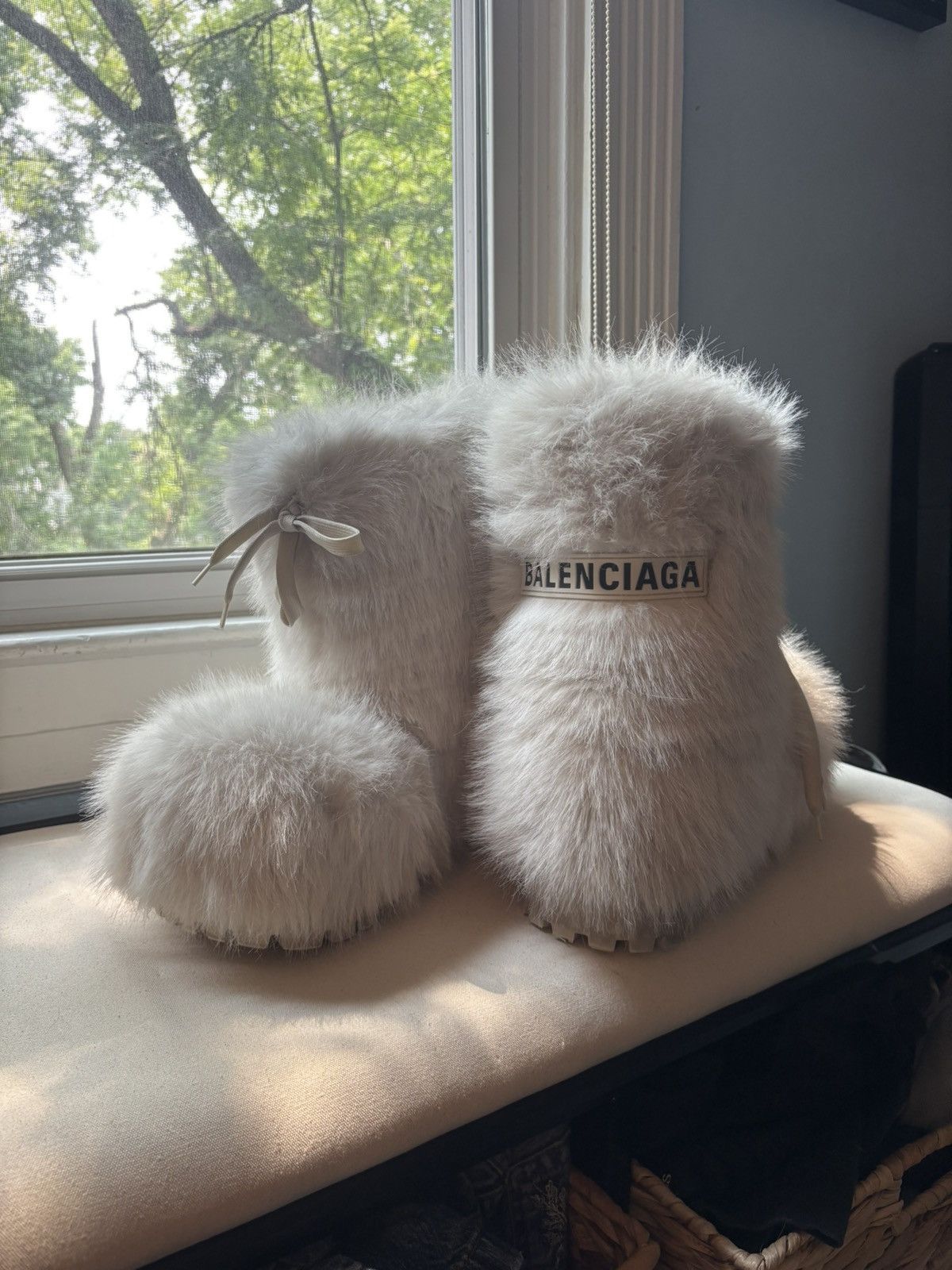 Balenciaga RARE balenciaga white alaska fur boots | Grailed