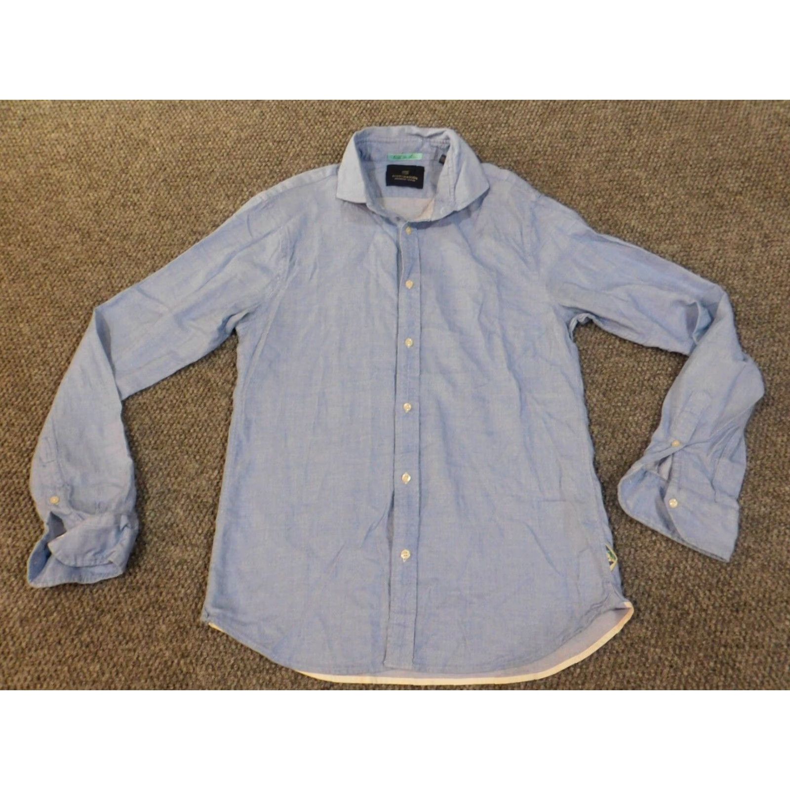 Scotch & Soda Scotch & Soda Shirt Mens Medium Blue Button Down Knit Cotton Regular Chest Breathable Casual Modern 90s? No Vintage No Size US M / EU 48-50 / 2 - 4 Thumbnail