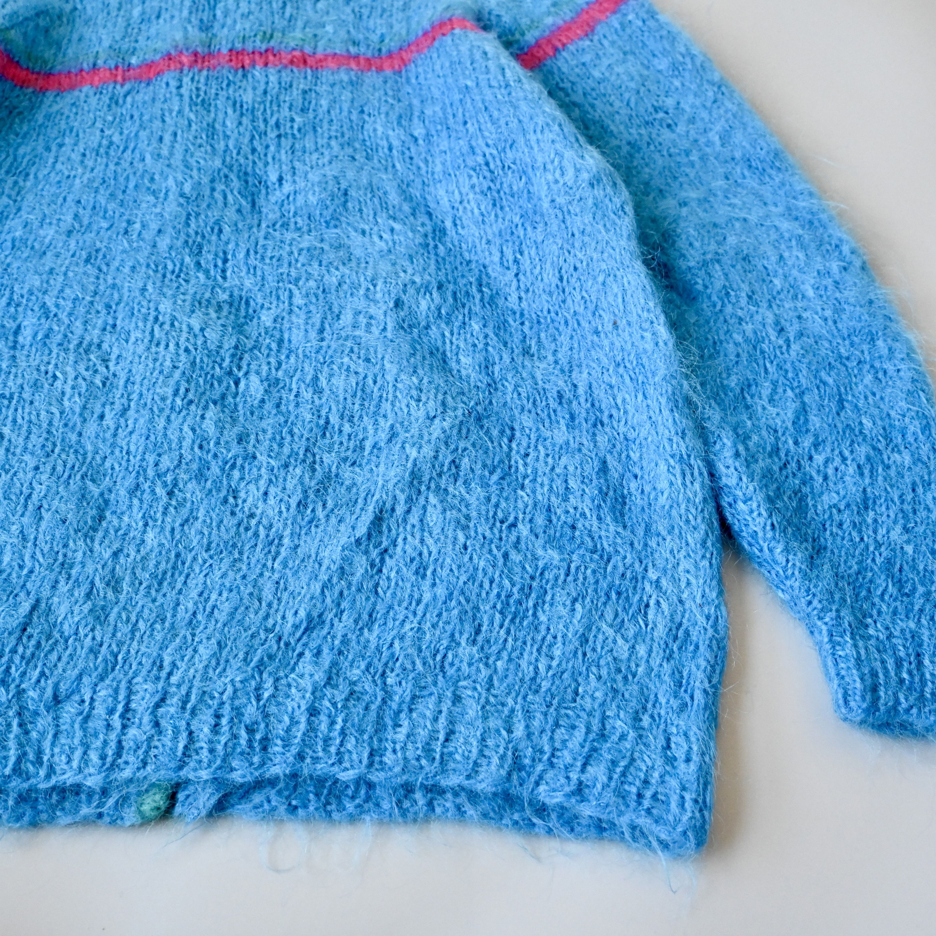 Handmade Vintage 1980 - 90s Mohair-mix knit cardigan, mens L Size XXL / US 16-18 / IT 52-54 - 6 Thumbnail