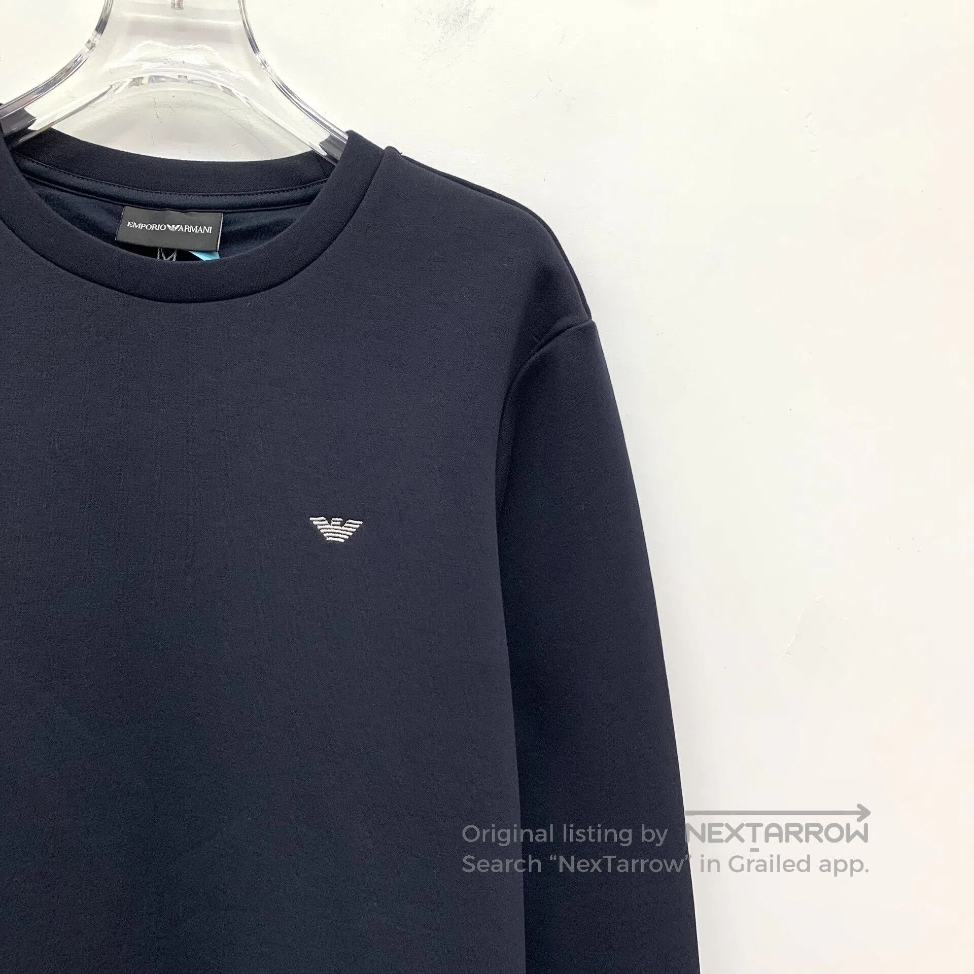 Armani Armani Black Logo Printed Cotton Round Neck Long Sleeve Sw Size US M / EU 48-50 / 2 - 3 Thumbnail