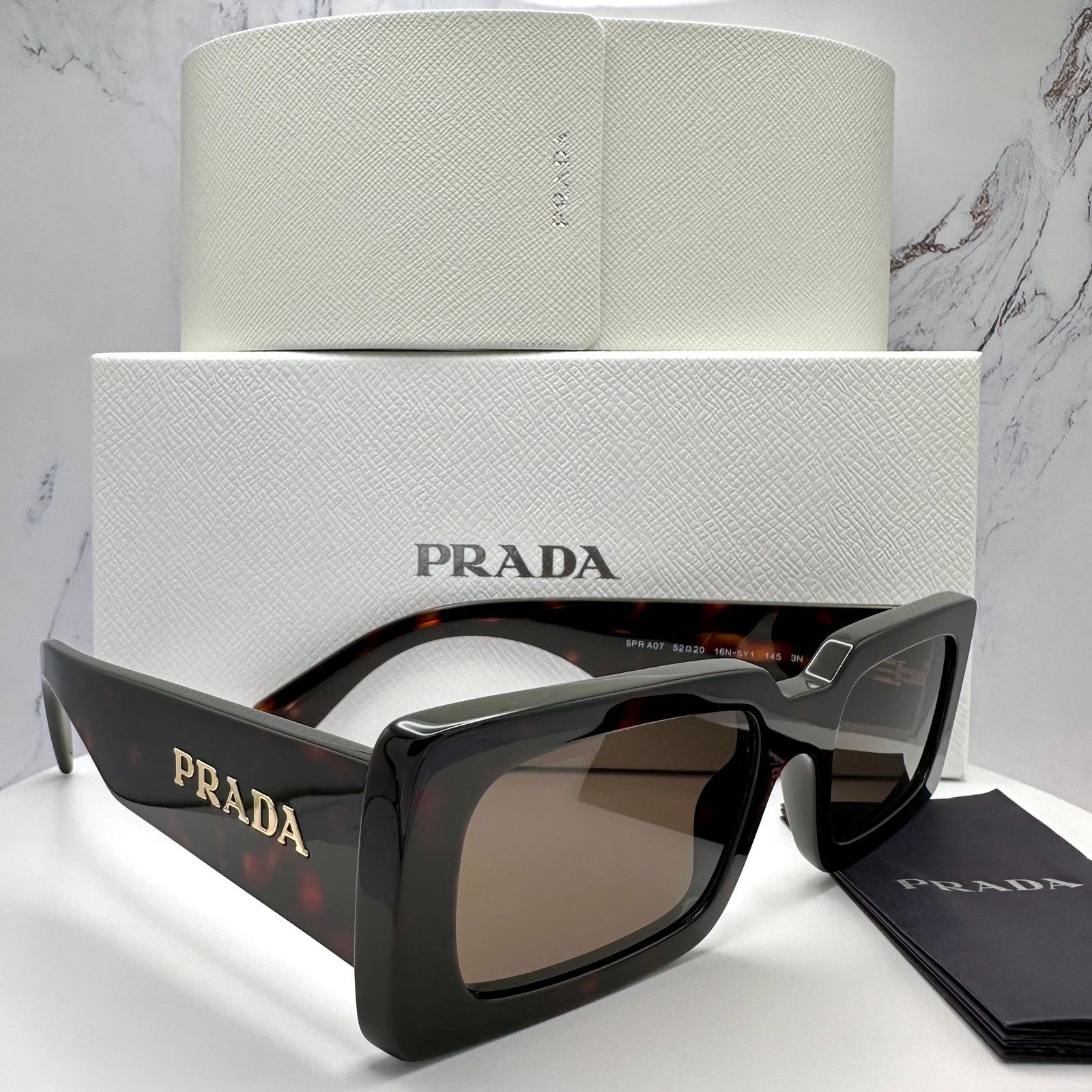 Prada Prada Sunglasses Brown Black Tortoise Gold Metal Logo Size ONE SIZE - 24 Thumbnail