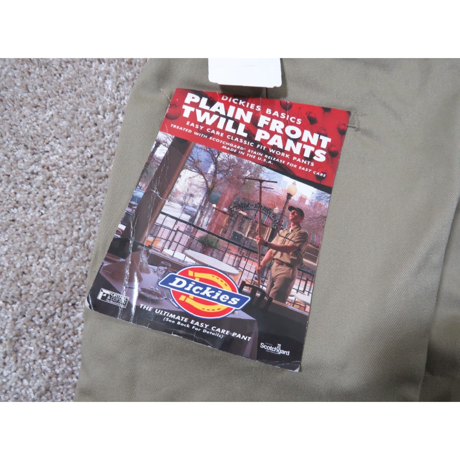 Dickies Dickies Men’s Twill Pants Khaki Straight 34X32 Work Plain Front Scotchgard Beige Cotton Polyester Blend Flat Front Regular Leg Mens Size US 34 / EU 50 - 5 Thumbnail