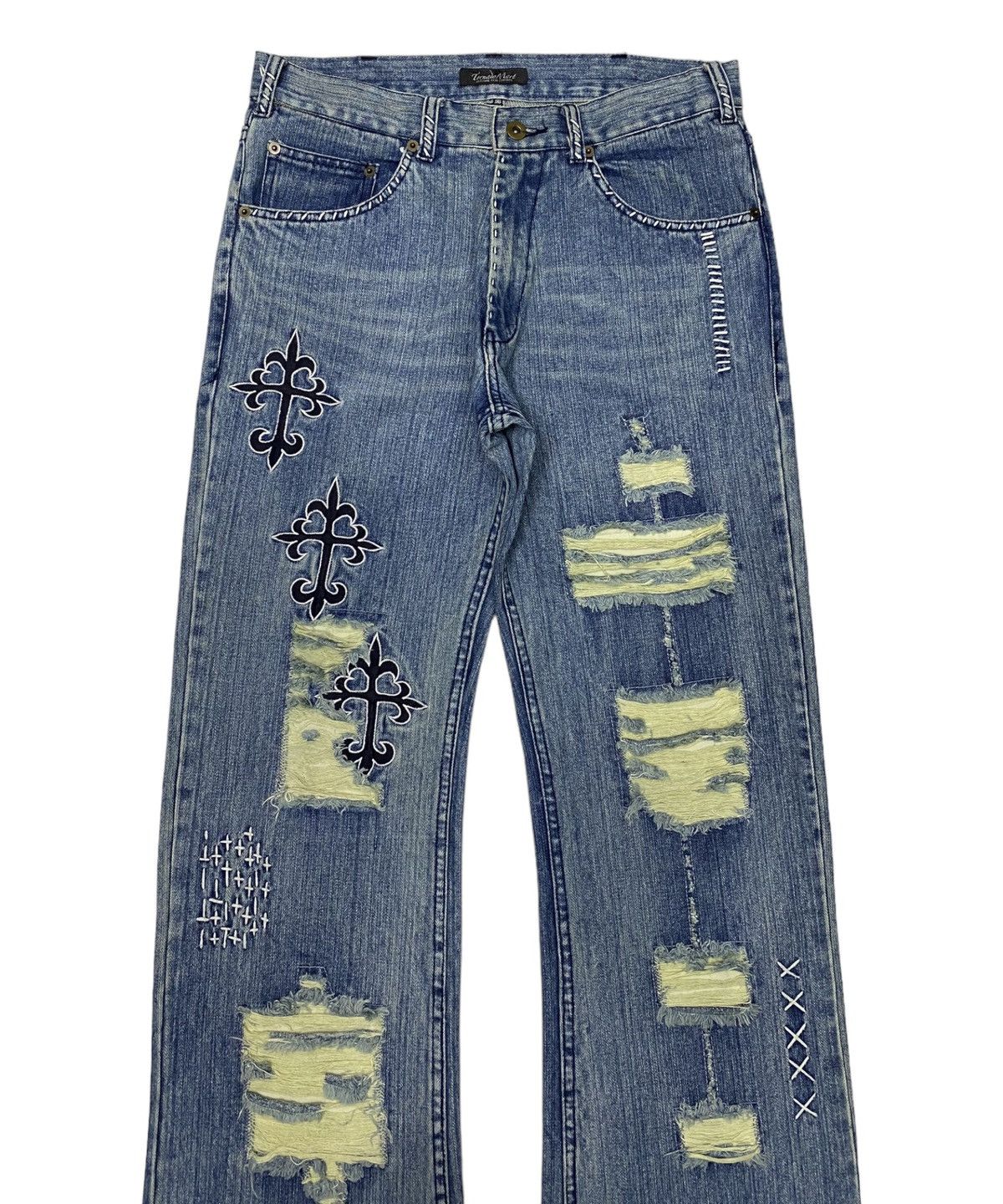If Six Was Nine × Tornado Mart TORNADO MART FLARE CROSS CHROME HEARTS DISTRESS FLARE DENIM Size US 30 / EU 46 - 3 Thumbnail