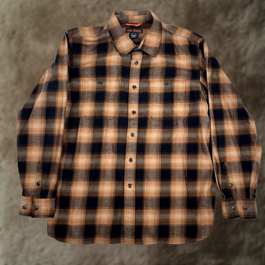 Walls Walls Shirt Mens XL Brown Plaid Flannel Long Sleeve Button Front Casual Size US XL / EU 56 / 4 - 1 Thumbnail