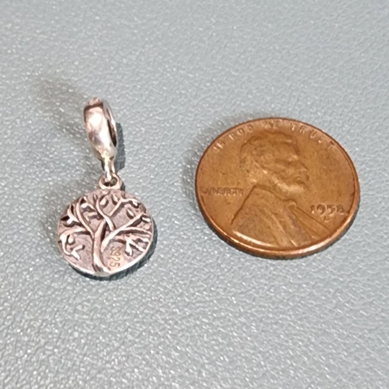 Vintage Sterling Silver Tree Of Life Rhinestone Dangle Charm Pendant Size ONE SIZE - 3 Thumbnail