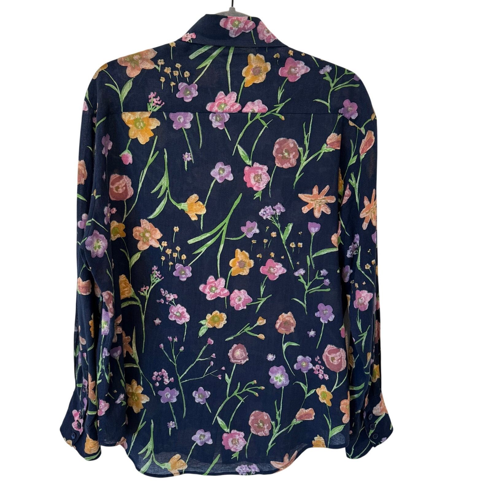 Yves Saint Laurent Vintage Yves Saint Laurent Variation Navy Floral Blouse 80s Size M / US 6-8 / IT 42-44 - 2 Thumbnail