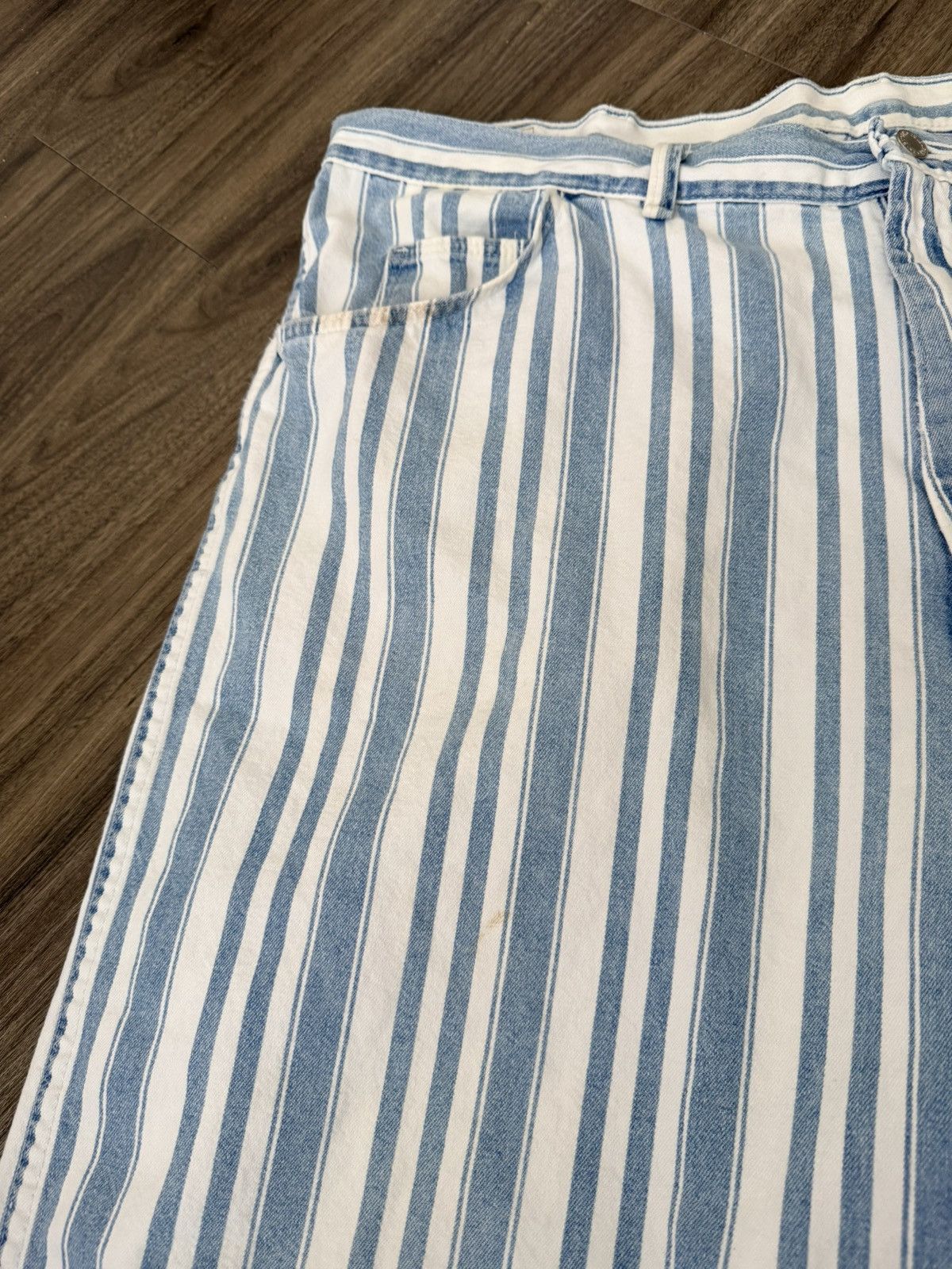 Wrangler Vintage 90s Wrangler Striped Denim Shorts 42 Pinstripe Blue Size US 42 / EU 58 - 3 Thumbnail