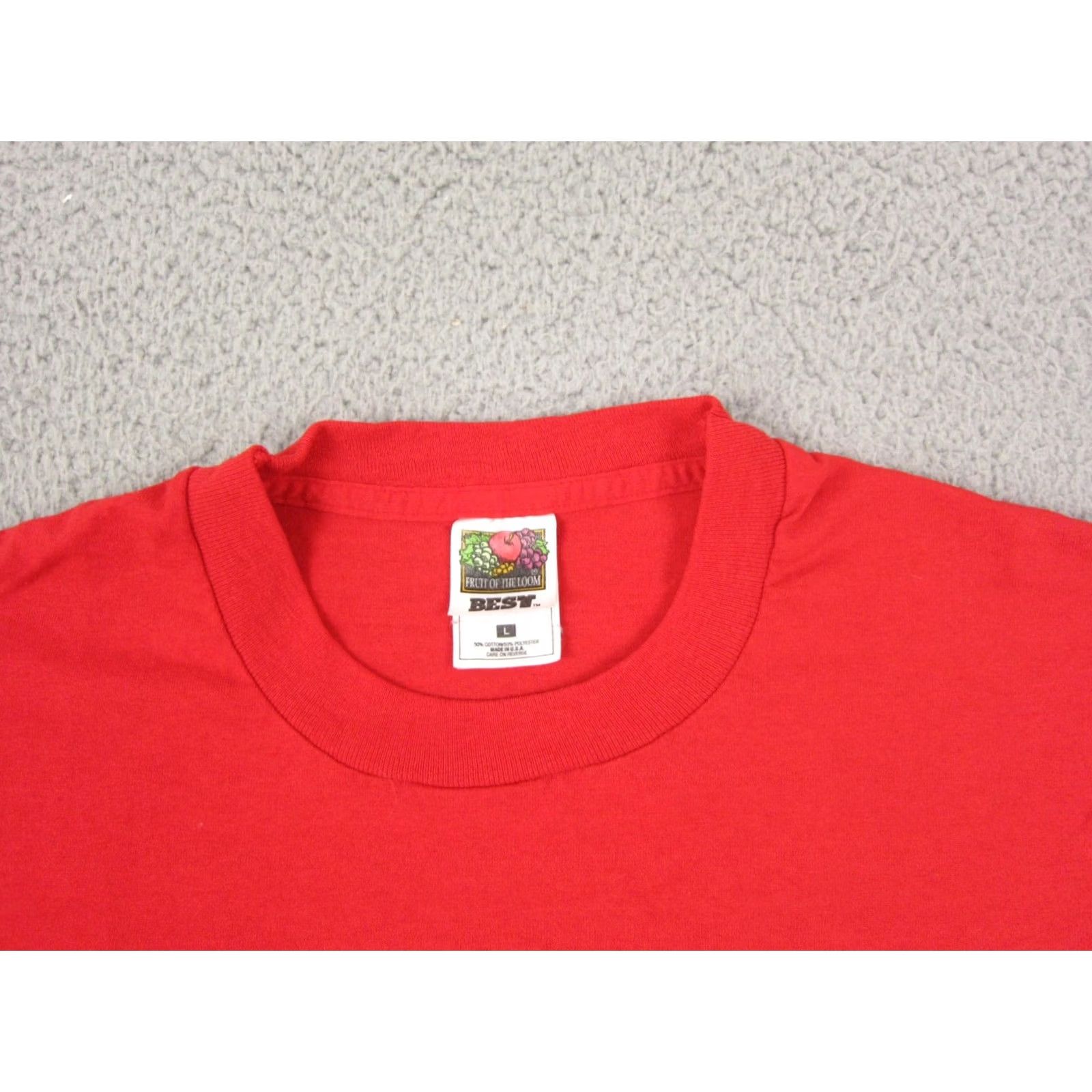 Fruit Of The Loom VINTAGE Shirt Mens Large Red Fruit of the Loom Profit Data Made in USA Good Record Cents 80s 90s USA Size US L / EU 52-54 / 3 - 3 Thumbnail