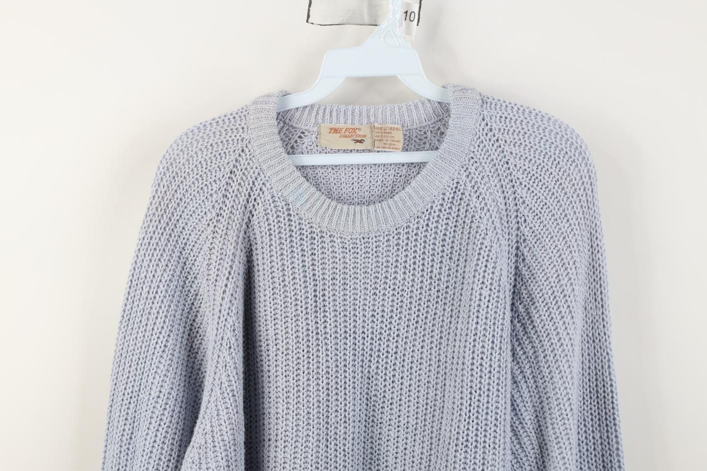 Vintage Vintage 90s Streetwear Ribbed Crewneck Sweater Light Blue Size US L / EU 52-54 / 3 - 2 Thumbnail