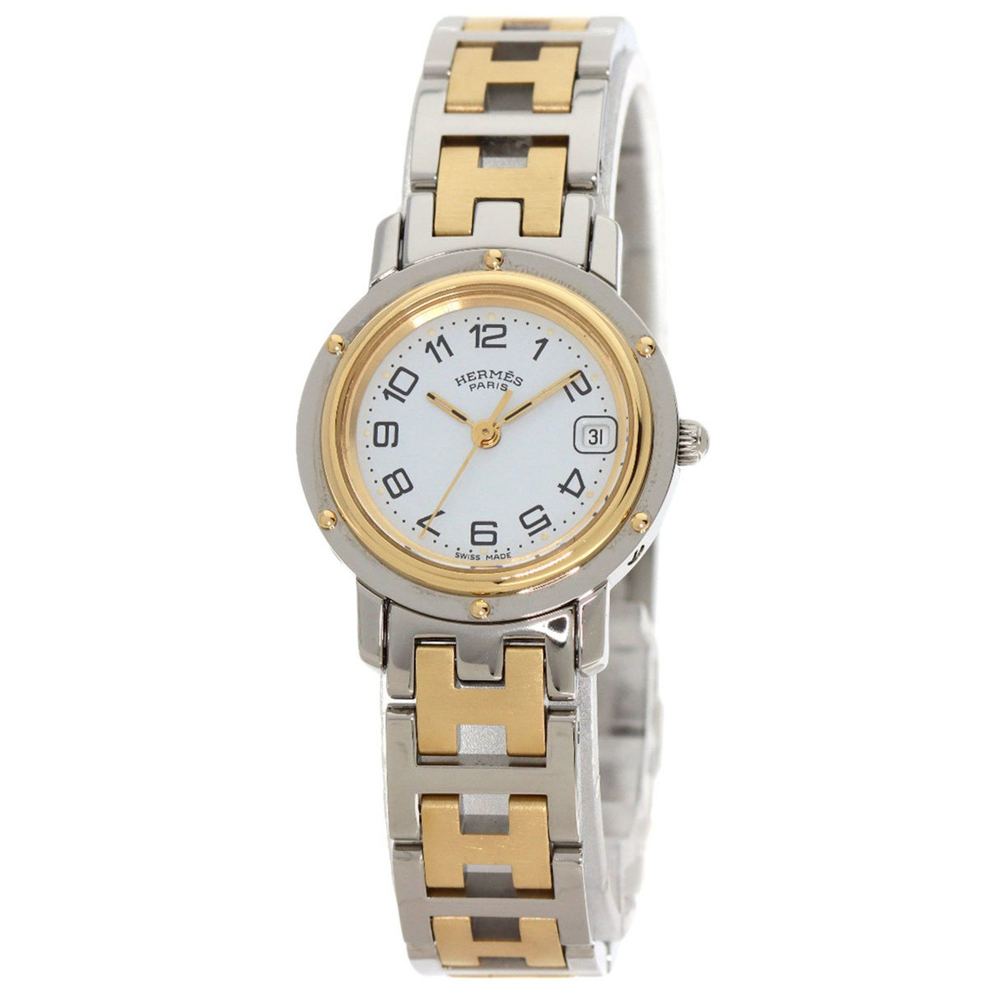 image of Hermes Cl4.220 Clipper Watch Gp Gpxss Ladies Hermes in White, Women's