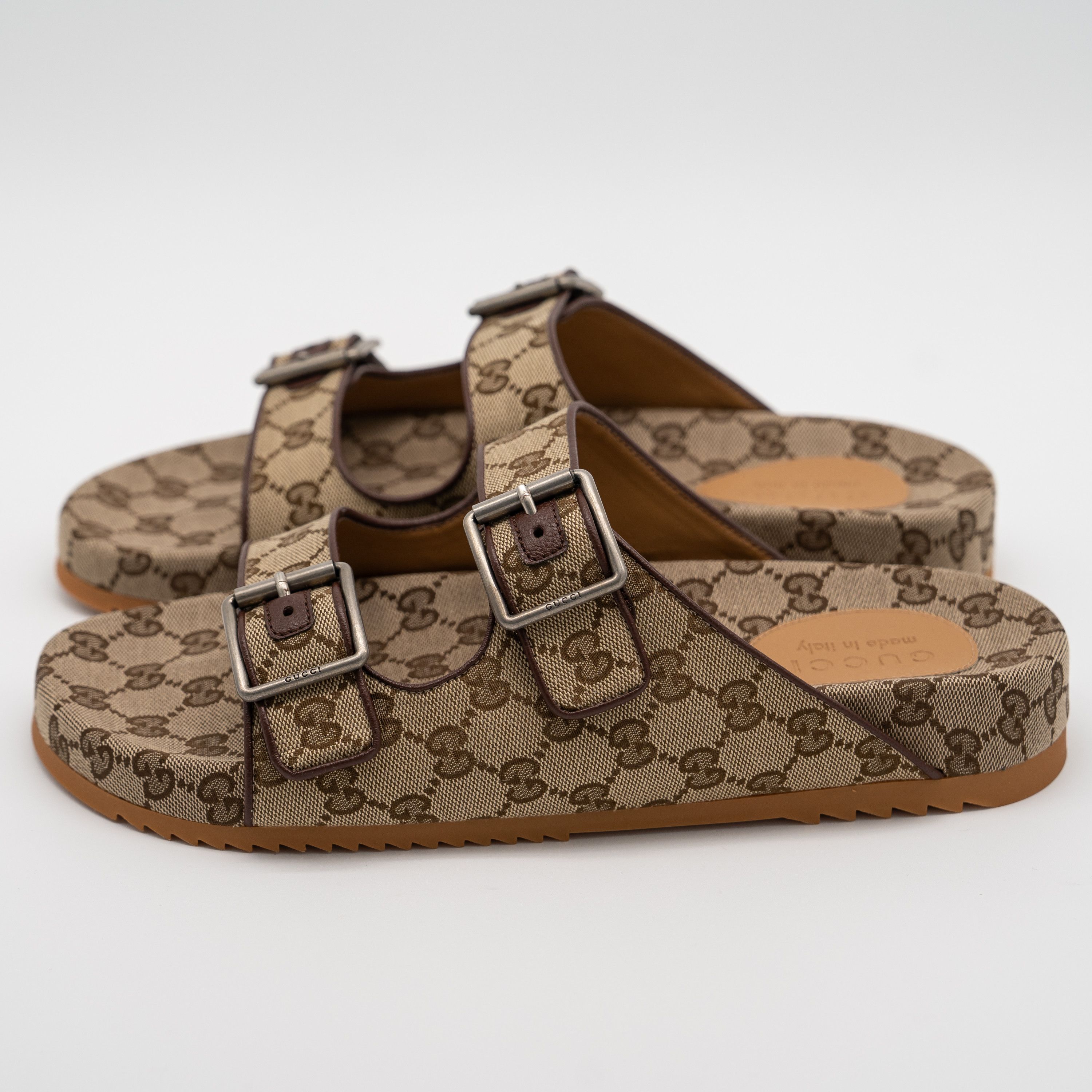 Gucci 11G 11.5 US Gucci GG Canvas Slide Sandals Straps Beige Brown Size US 11.5 / EU 44-45 - 4 Thumbnail